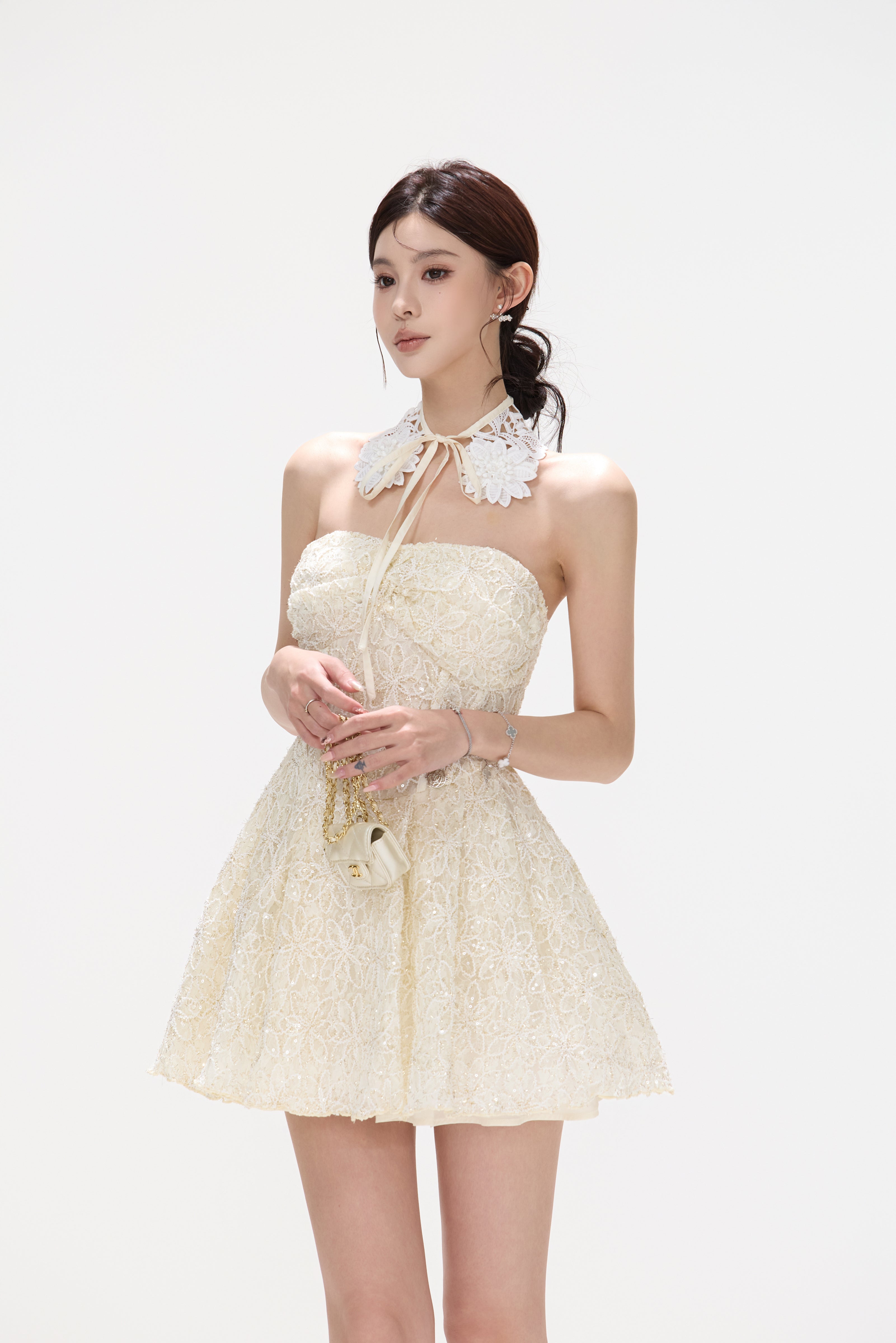 CYNR CY260434DSY Embroidered floral lace fluffy dress