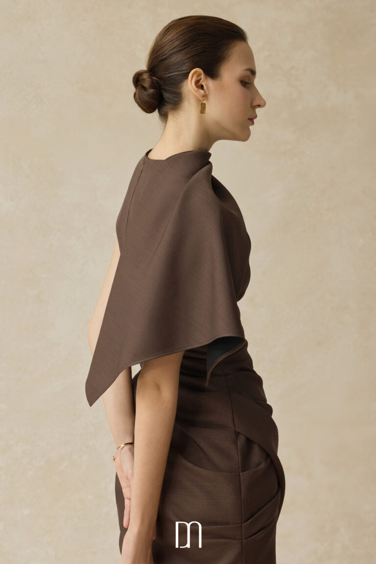 BYDENIO Lyrenia Asymmetric draping mini dress