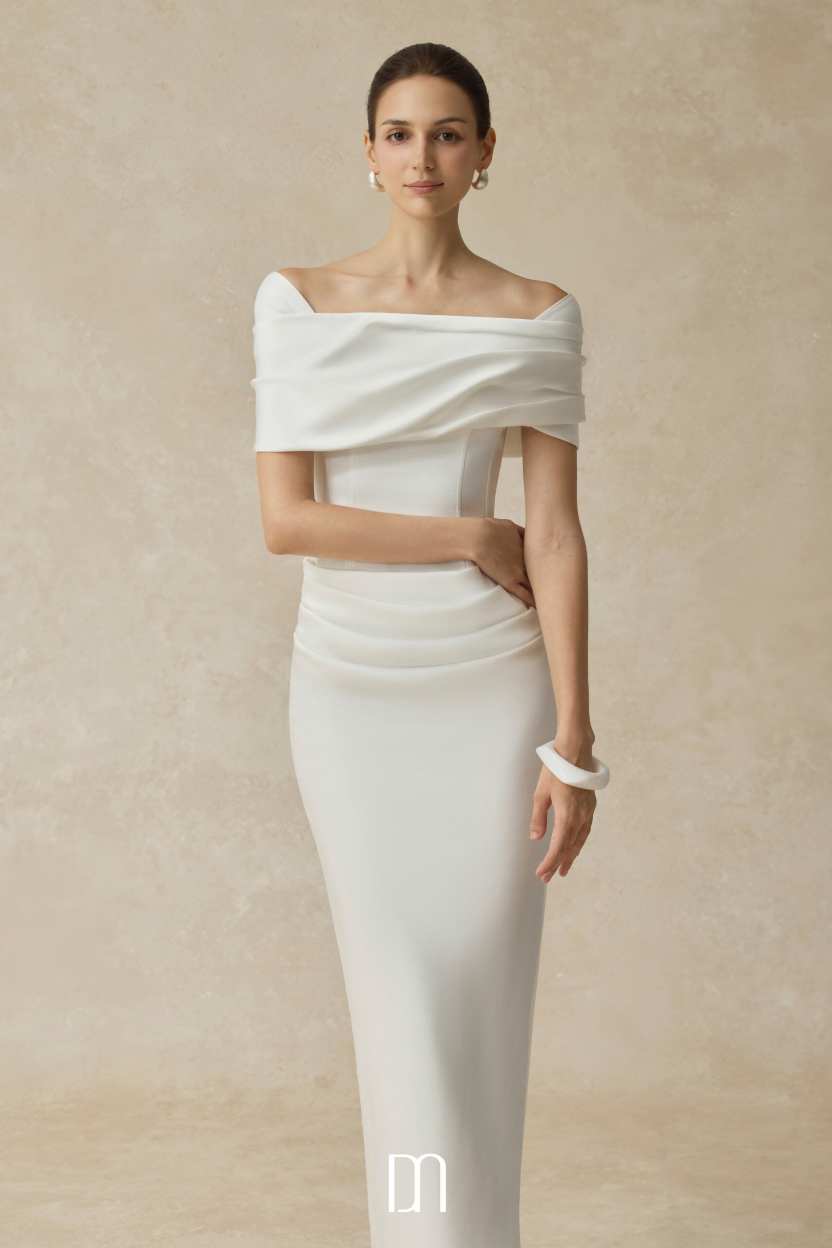 BYDENIO Solora Bodycon midi dress with shoulder-hip draping