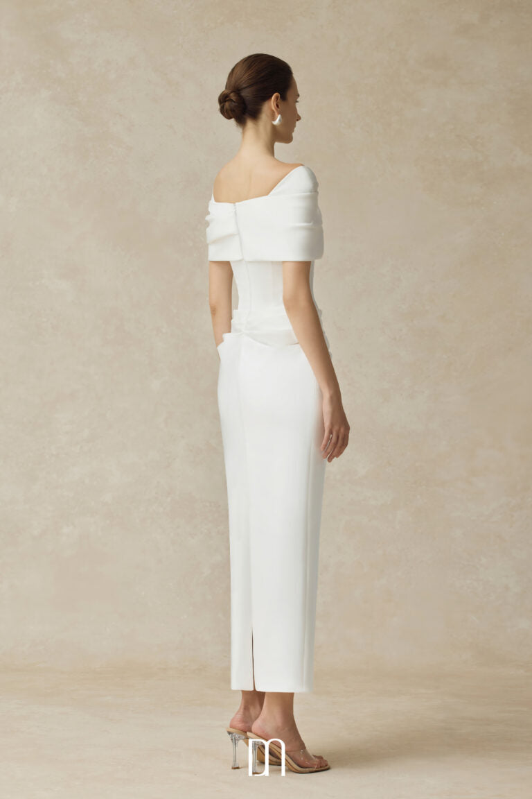 BYDENIO Solora Bodycon midi dress with shoulder-hip draping