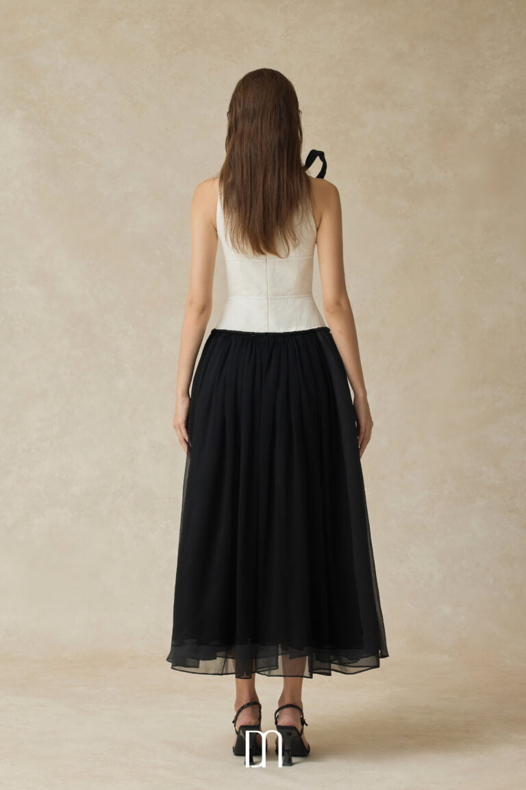 BYDENIO Lunaria Halter neck lace dress with bow