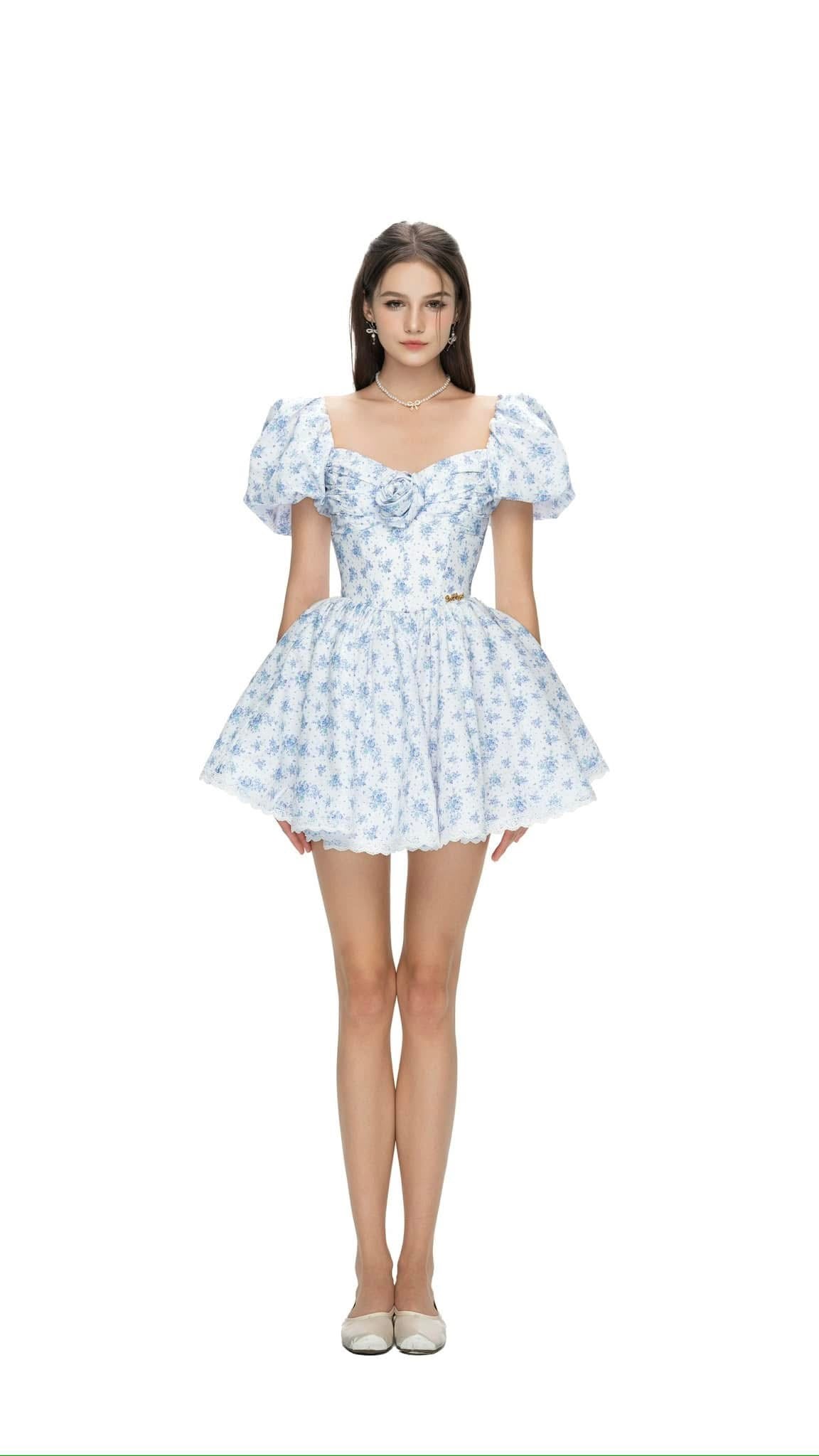 BEL ANGE Bonnie Mini Dress(Floral Blue)