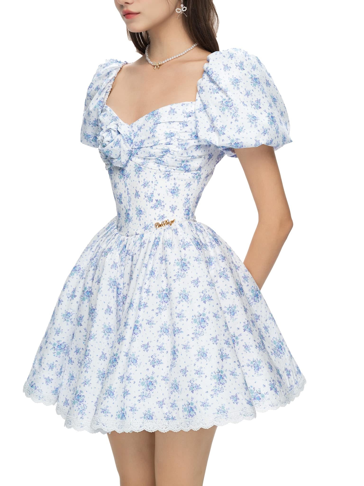 BEL ANGE Bonnie Mini Dress(Floral Blue)