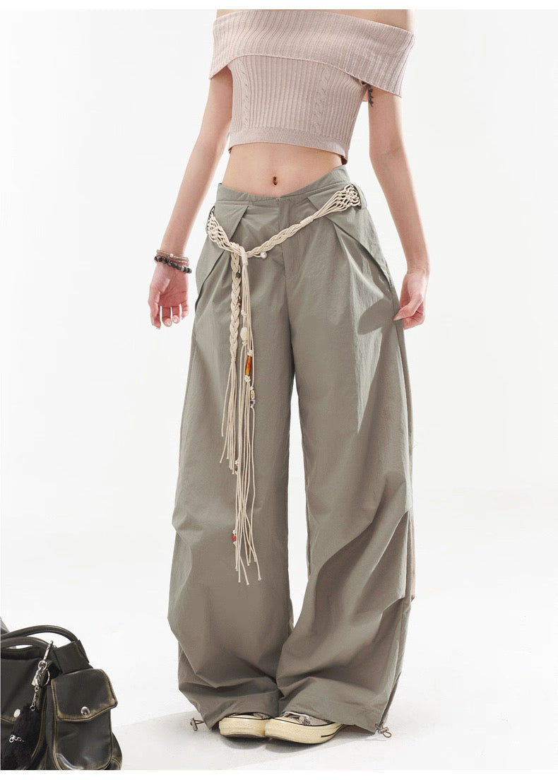 CYNR Beaded woven low waisted loose pants
