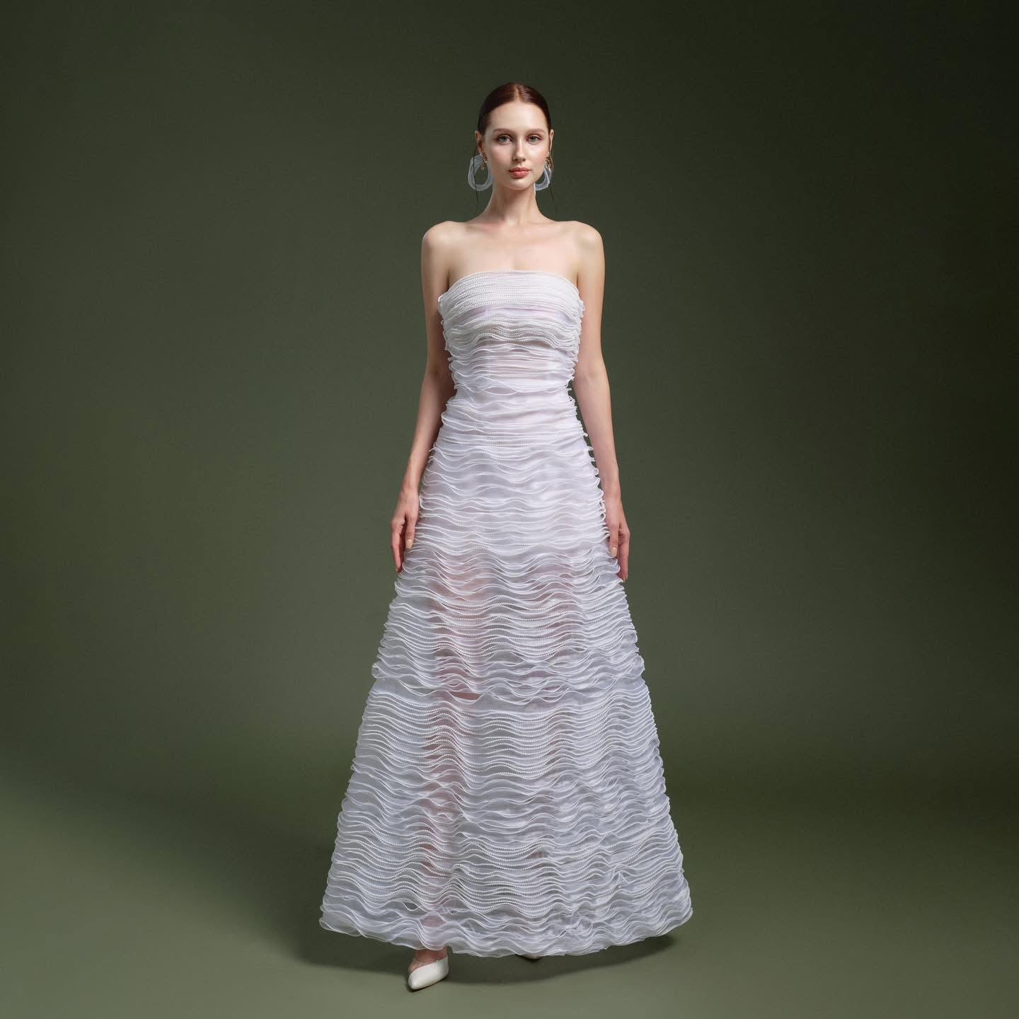XY Bymyxy White Ribon Long Dress