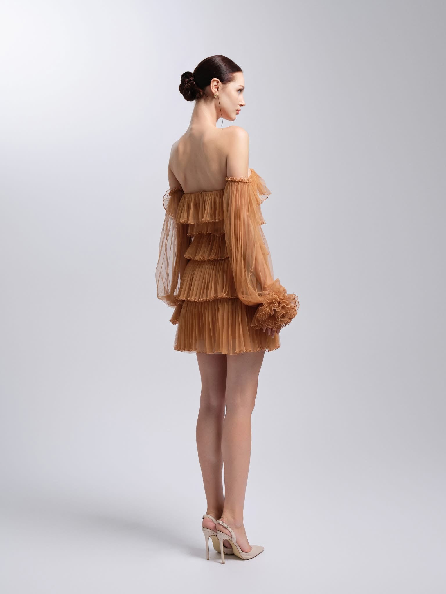 XY Bymyxy Brown Orange Flower Mini Dress
