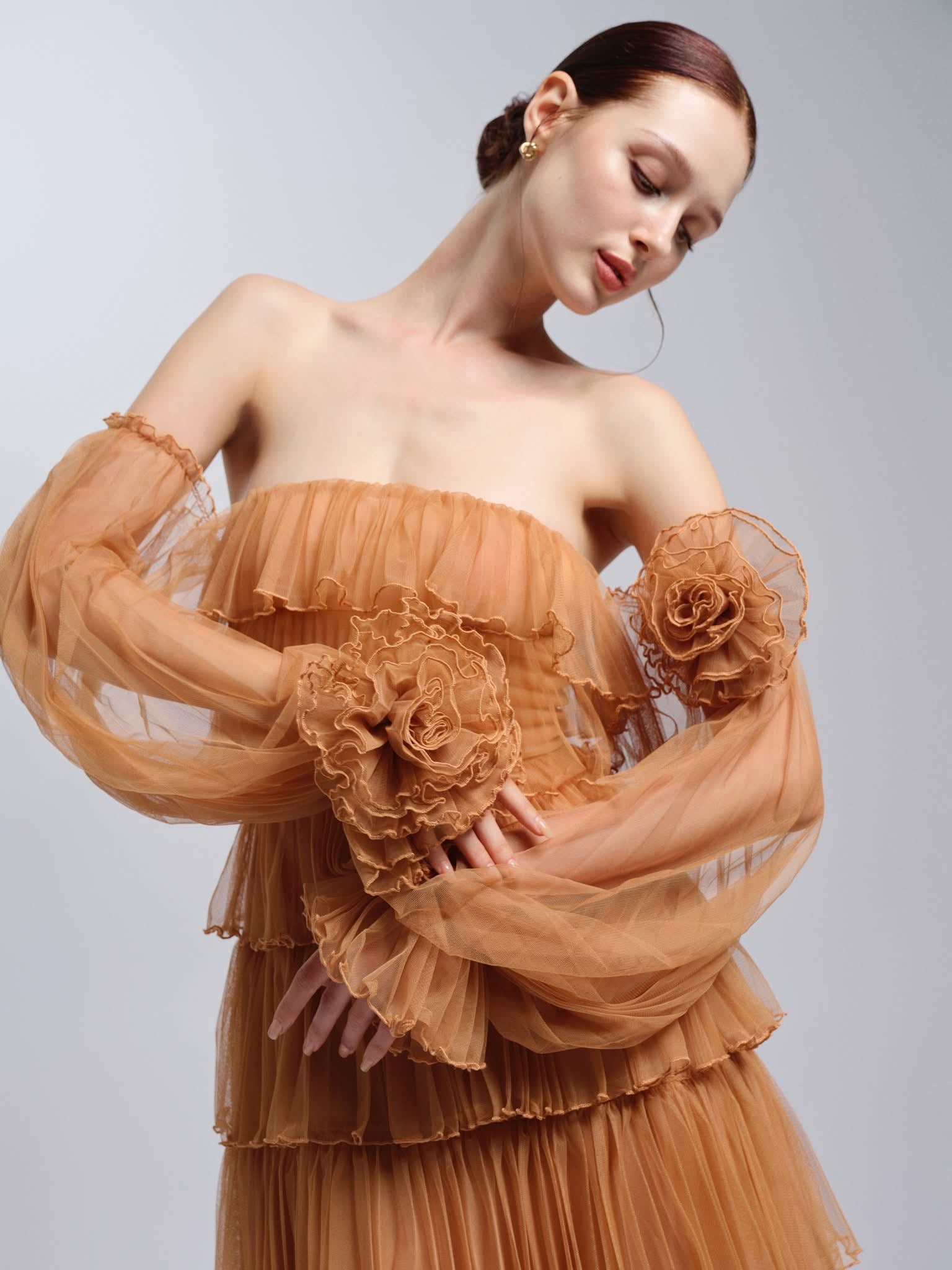 XY Bymyxy Brown Orange Flower Mini Dress