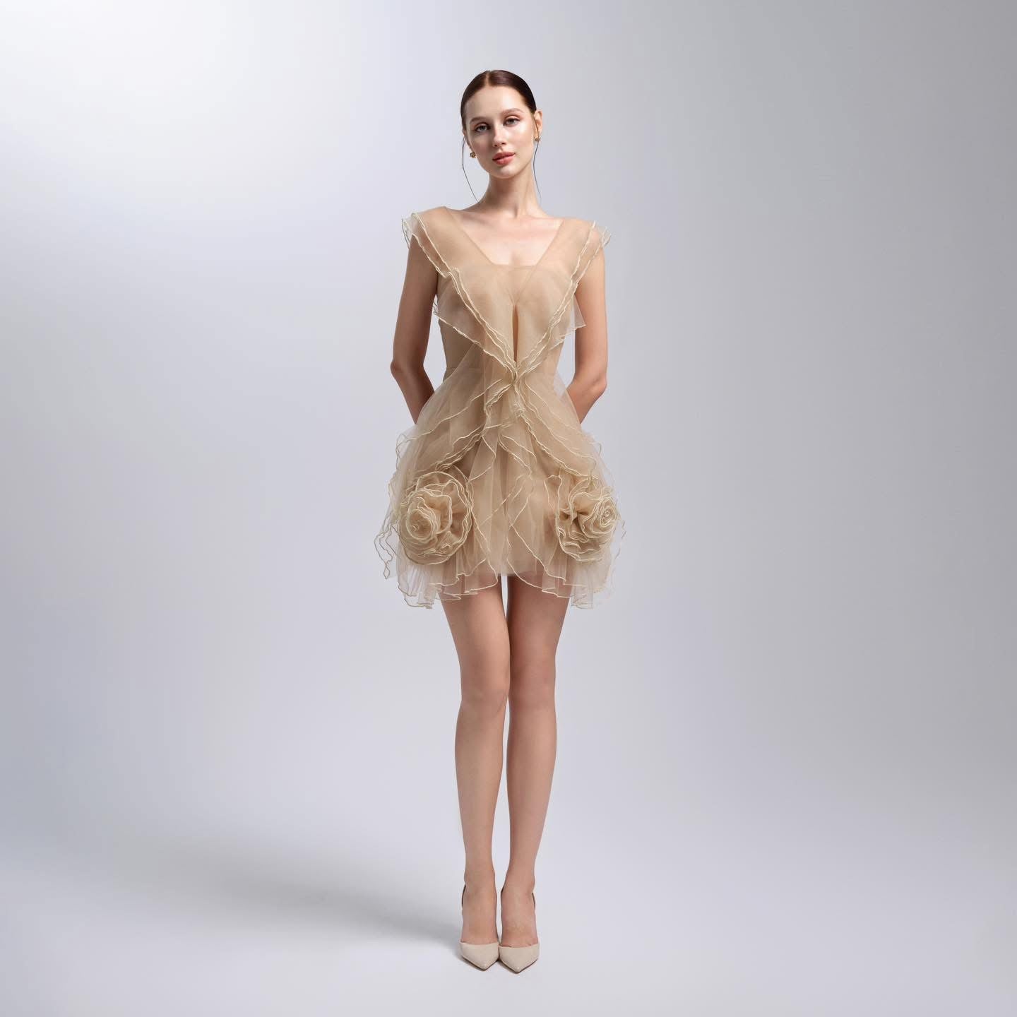 XY Bymyxy Nude 3D Short Dress