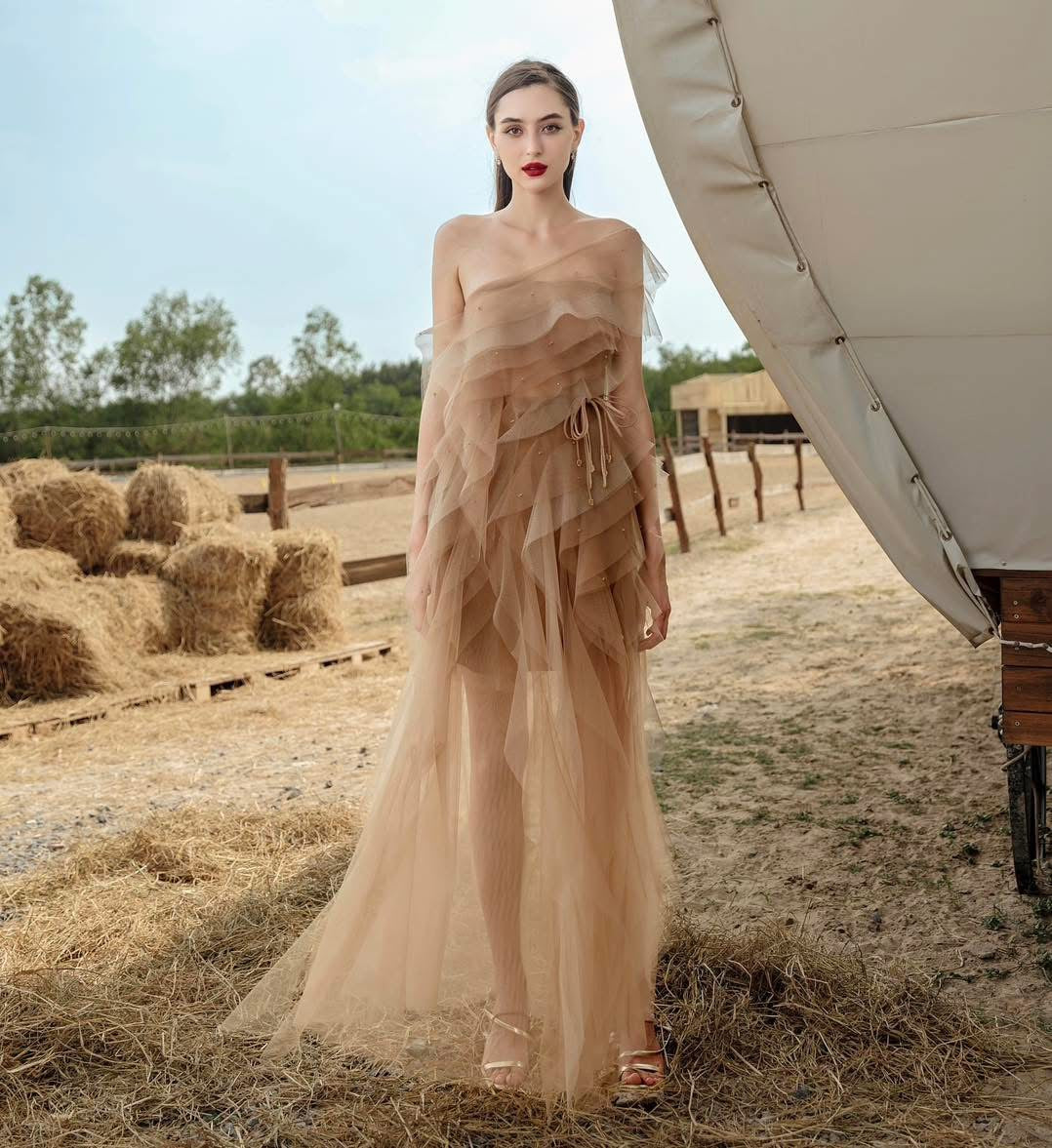 XY Bymyxy Nude Shoulder Midi Dress (2styling options)
