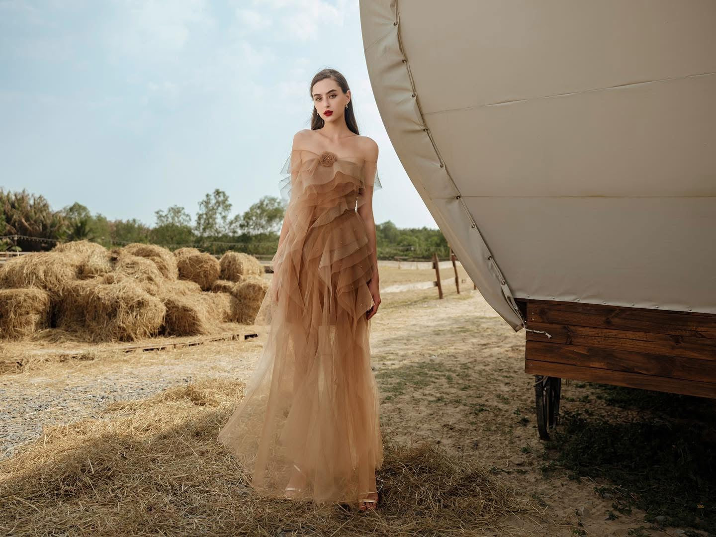 XY Bymyxy Nude Shoulder Midi Dress (2styling options)