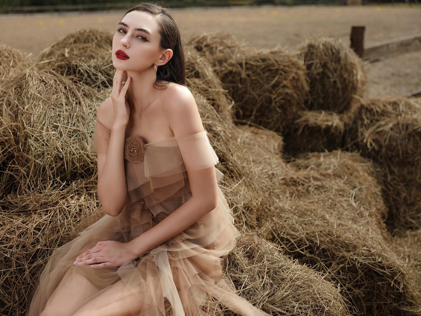 XY Bymyxy Nude Shoulder Midi Dress (2styling options)