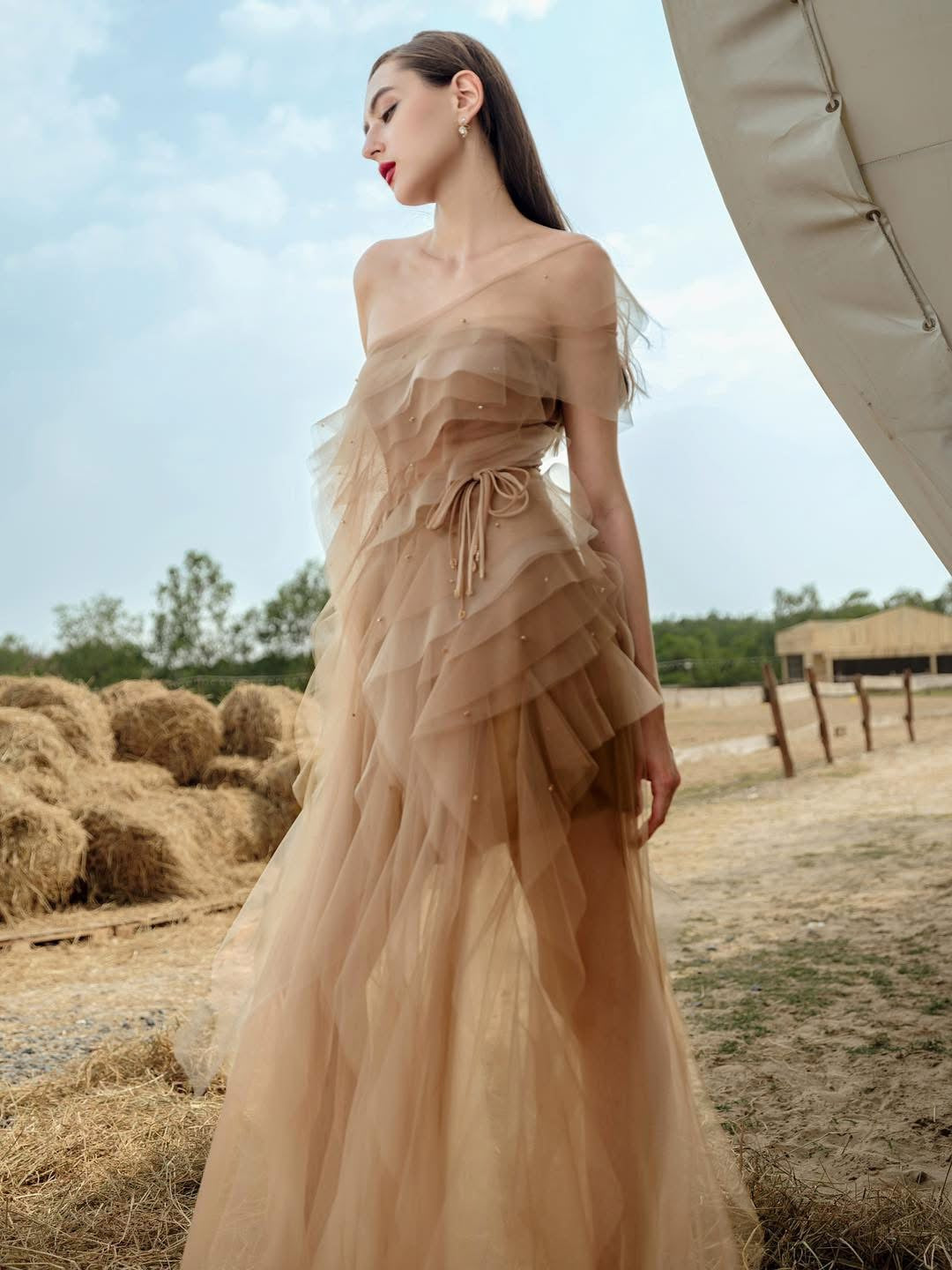 XY Bymyxy Nude Shoulder Midi Dress (2styling options)