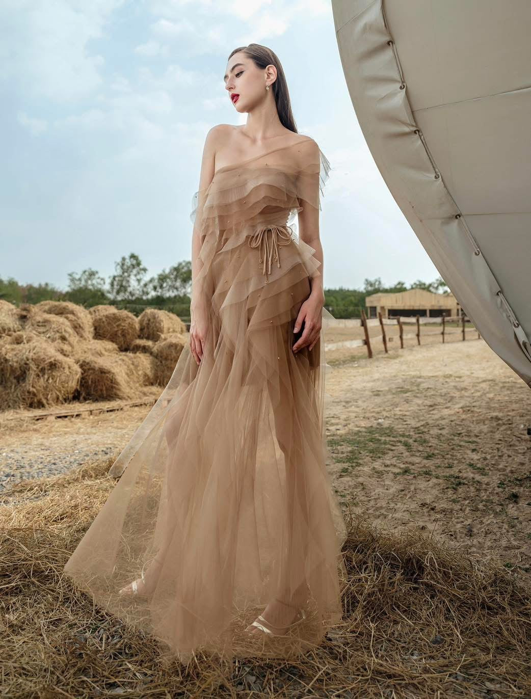 XY Bymyxy Nude Shoulder Midi Dress (2styling options)