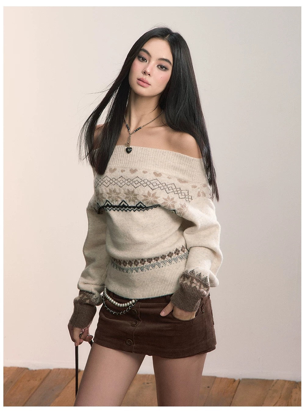 VIA PITTI VIADK670 Fel Island contrasting one shoulder sweater