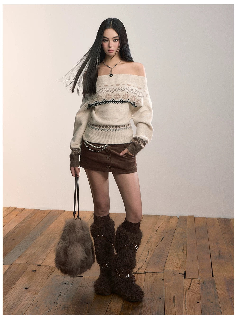 VIA PITTI VIADK670 Fel Island contrasting one shoulder sweater