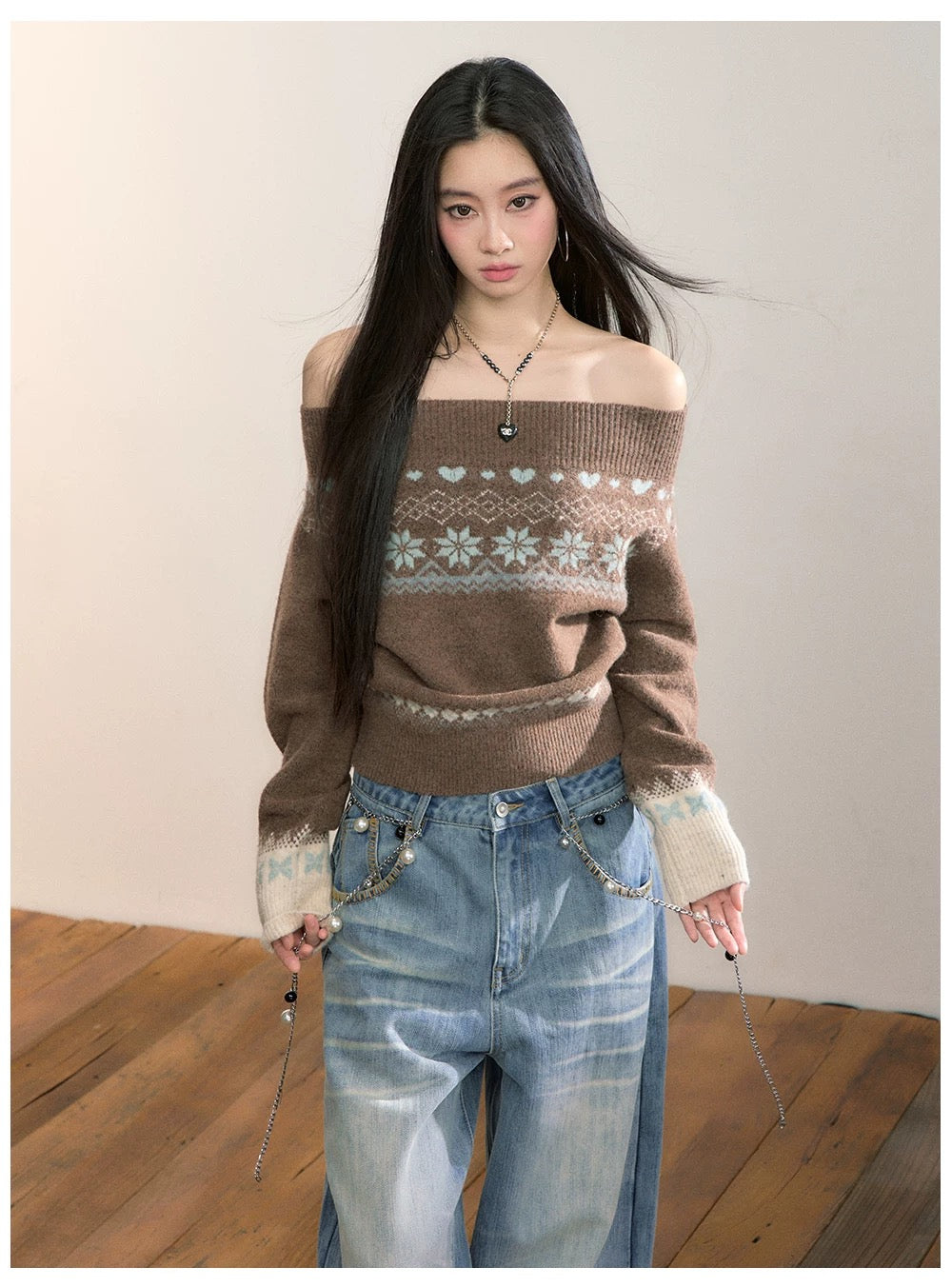 VIA PITTI VIADK670 Fel Island contrasting one shoulder sweater