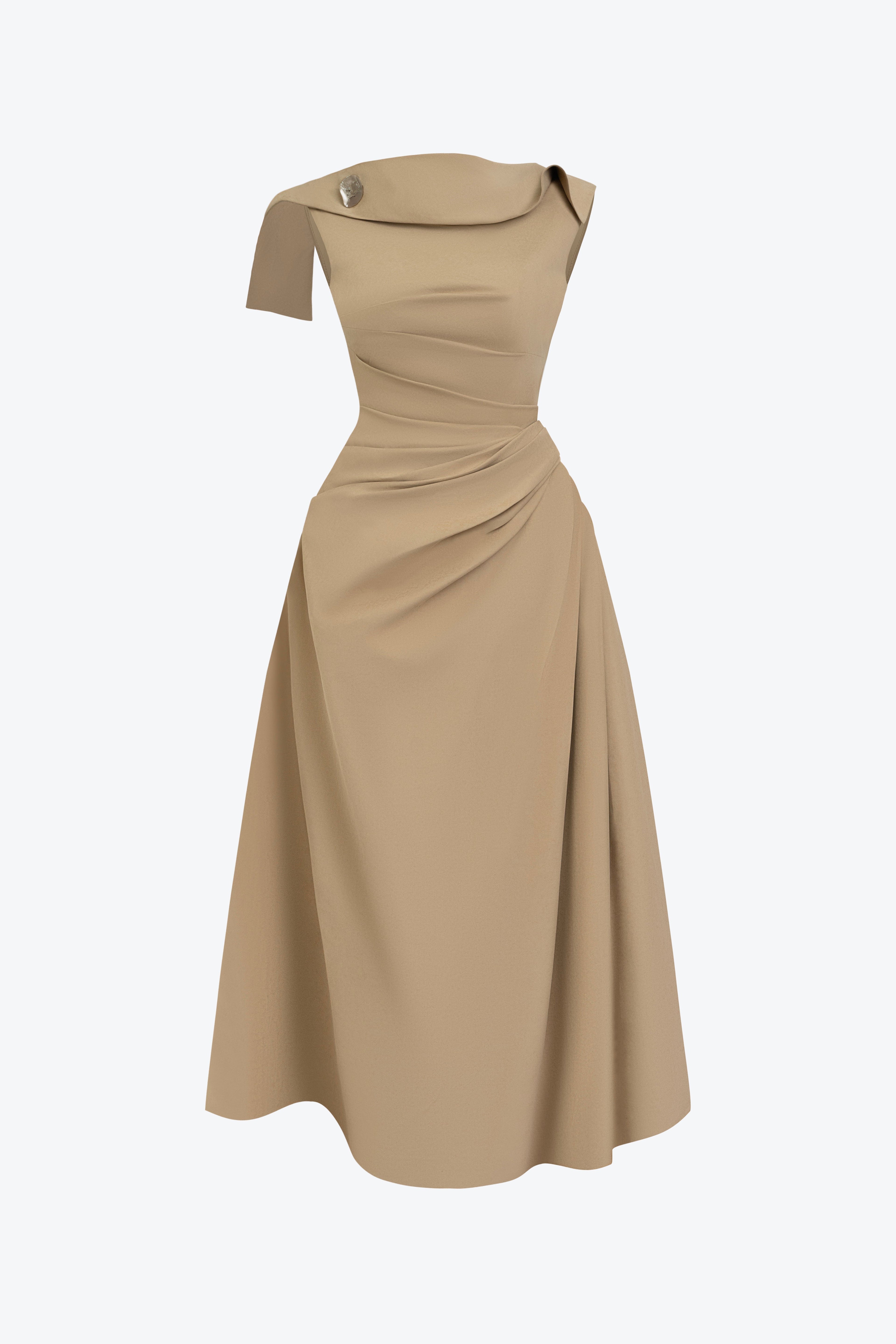BYDENIO Solene Midi Dress With Flipped-collar