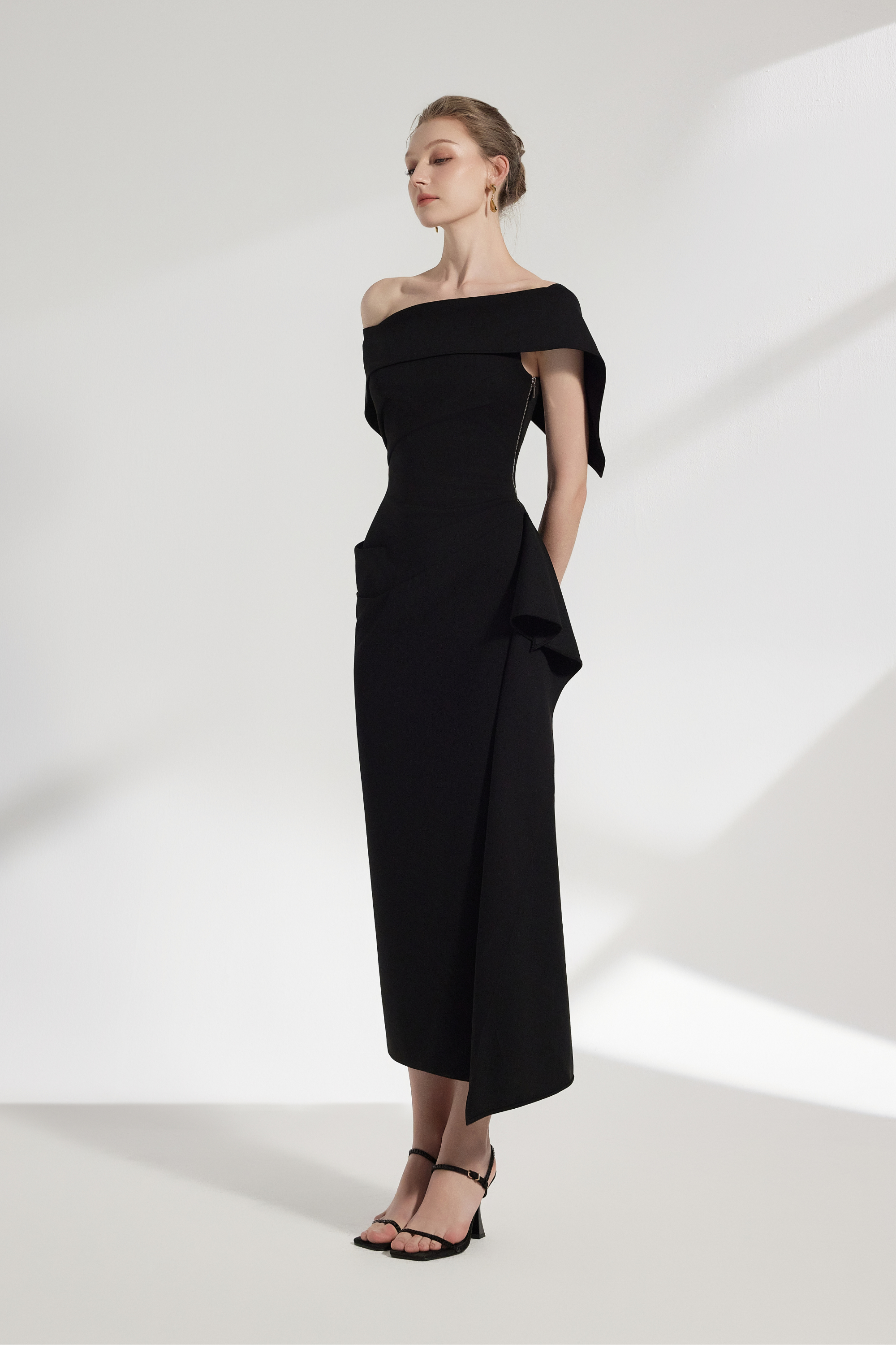 BYDENIO Arene Asymmetric Spandex Bodycon Dress (2color)