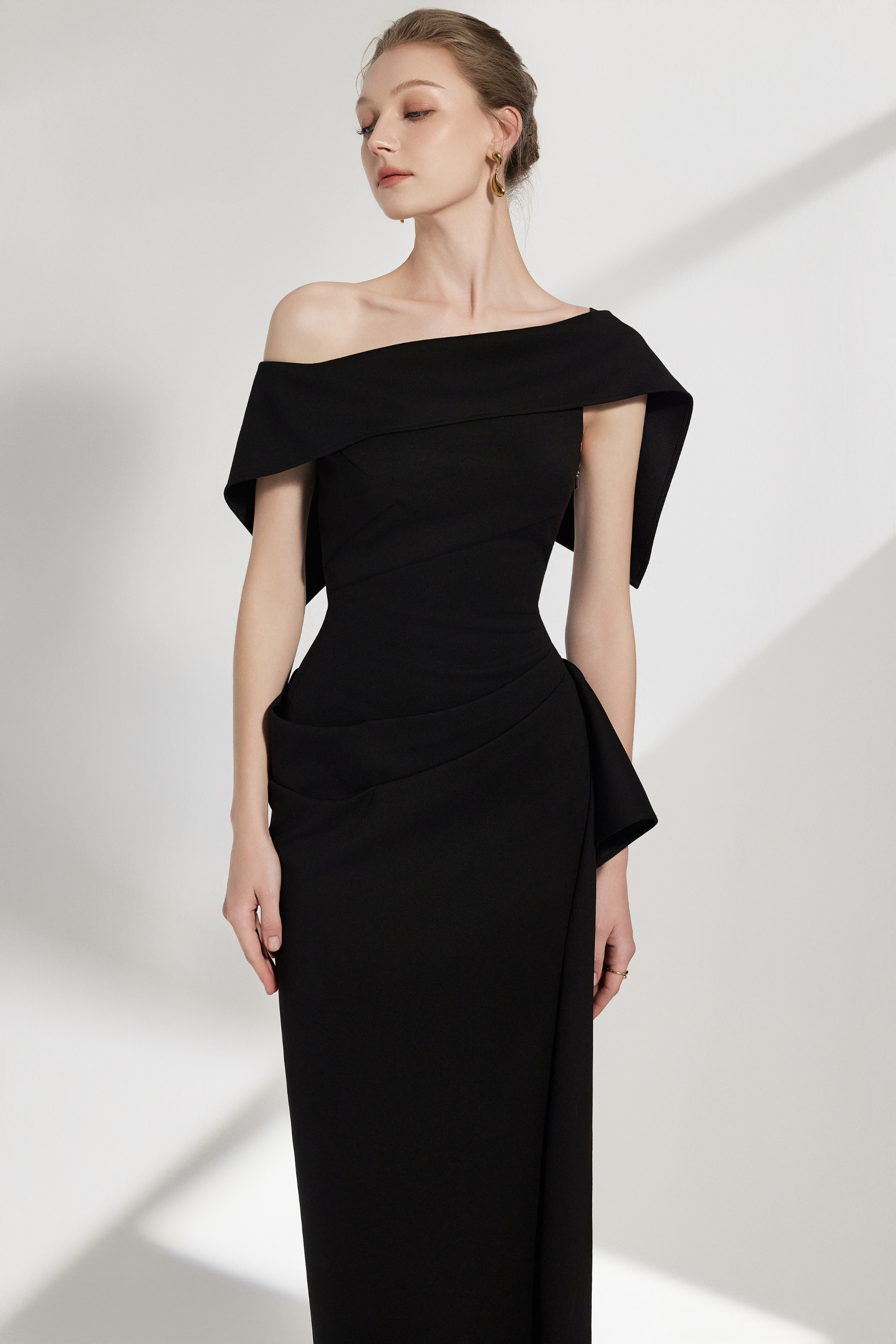 BYDENIO Arene Asymmetric Spandex Bodycon Dress (2color)