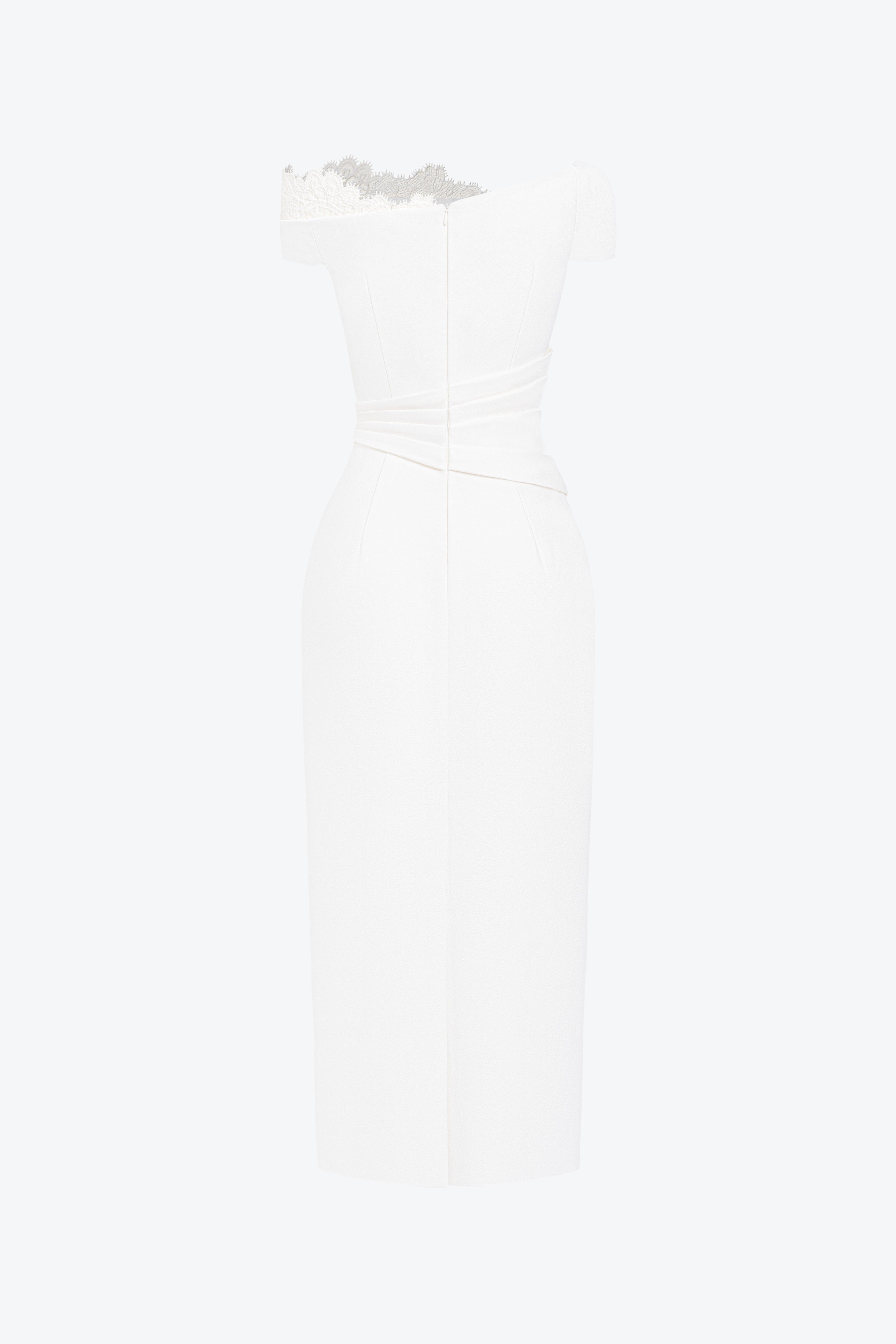 BYDENIO Elysian One-shoulder Midi Dress With Lace Detail