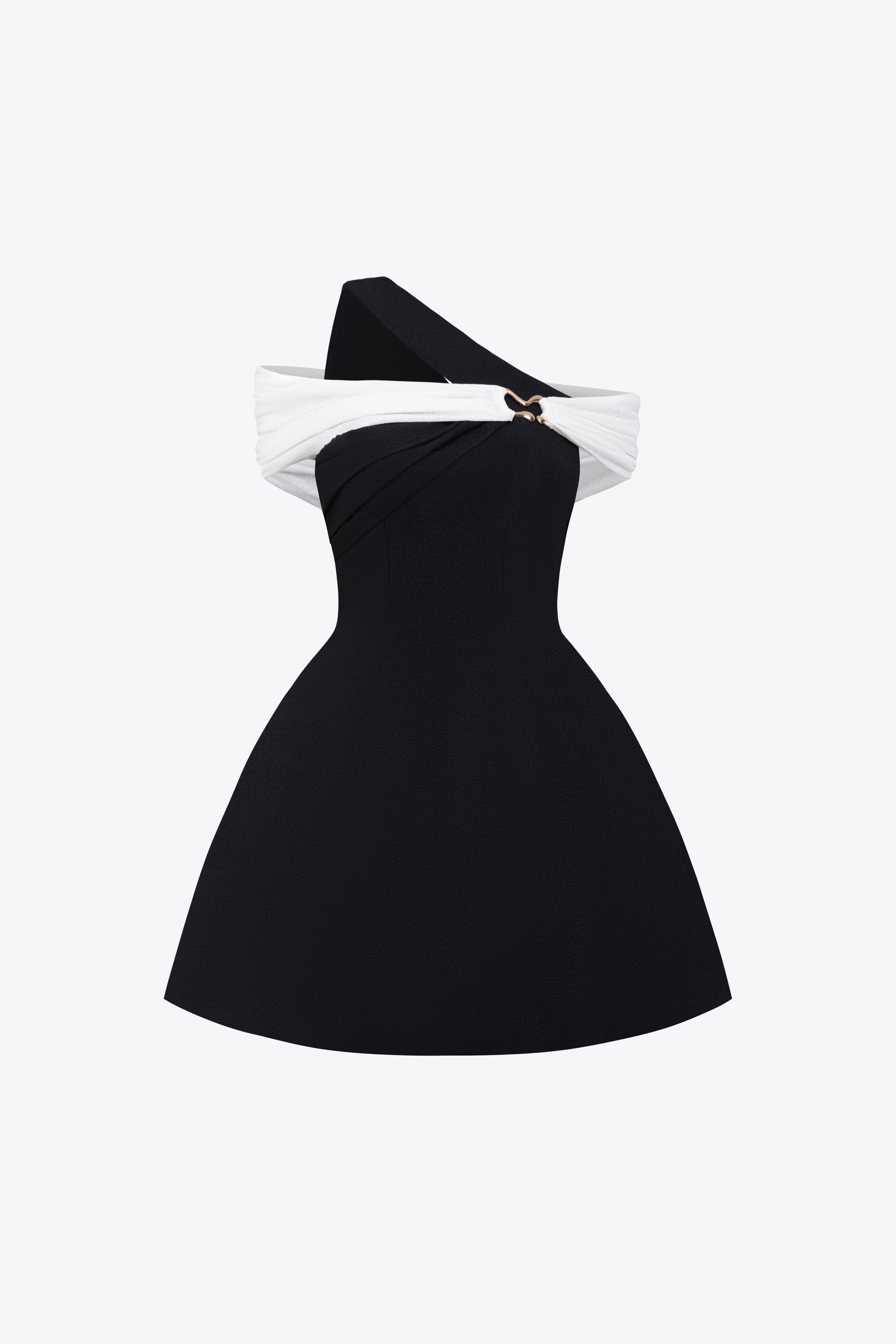 BYDENIO Noir Asymmetric A-line Mini Dress