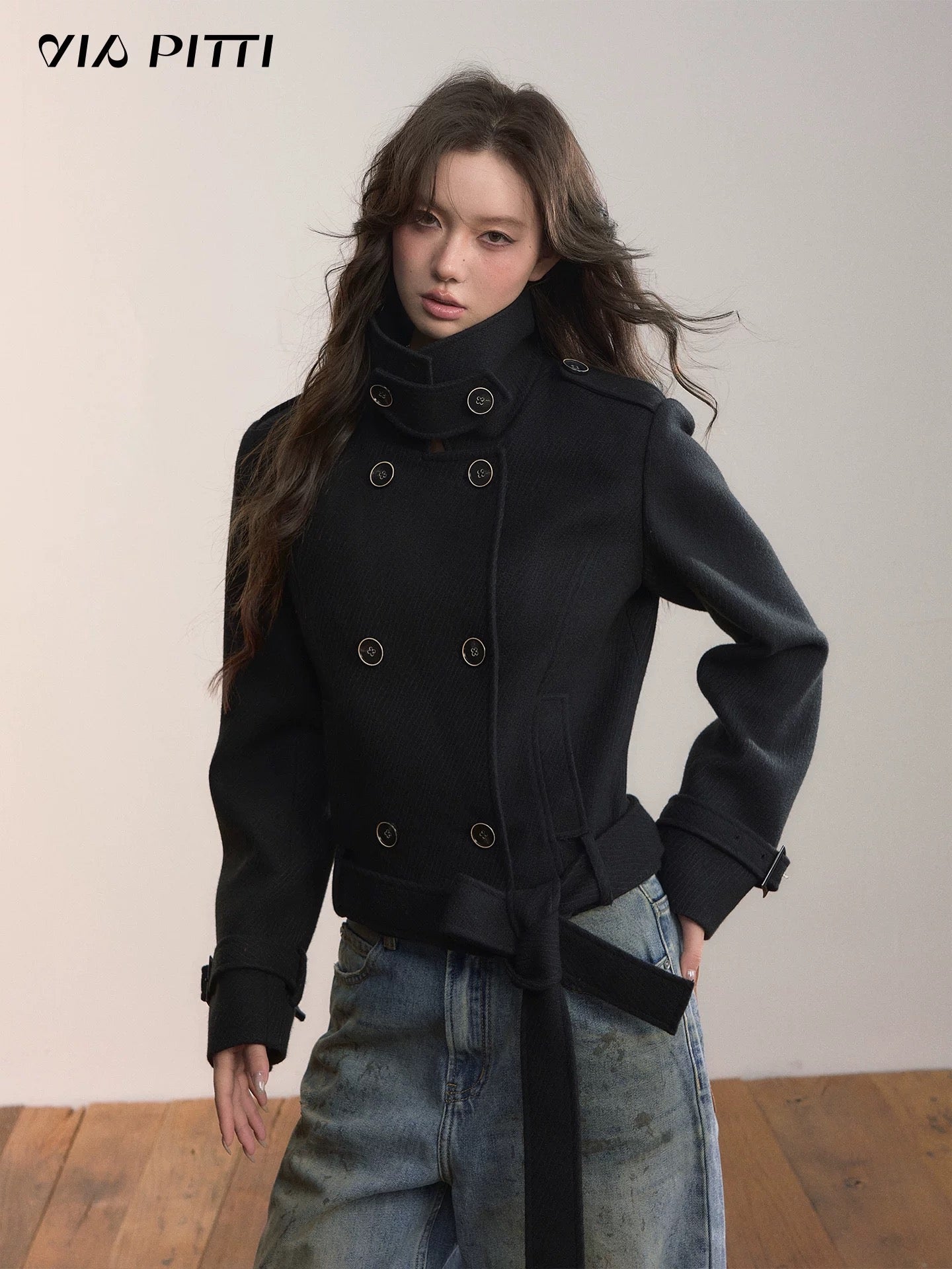 VIA PITTI VIADC632 Two in one detachable woolen jacket