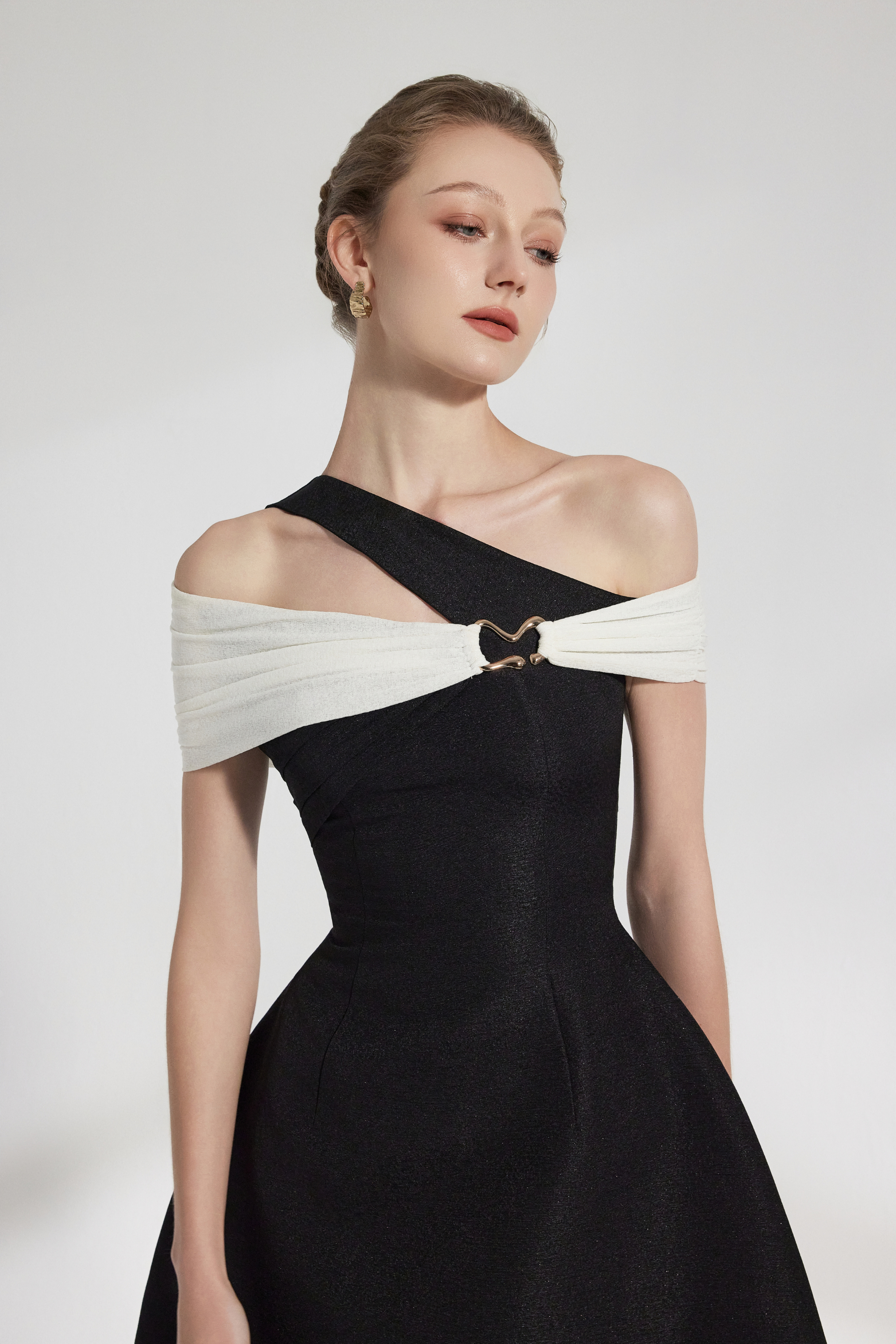 BYDENIO Noir Asymmetric A-line Mini Dress