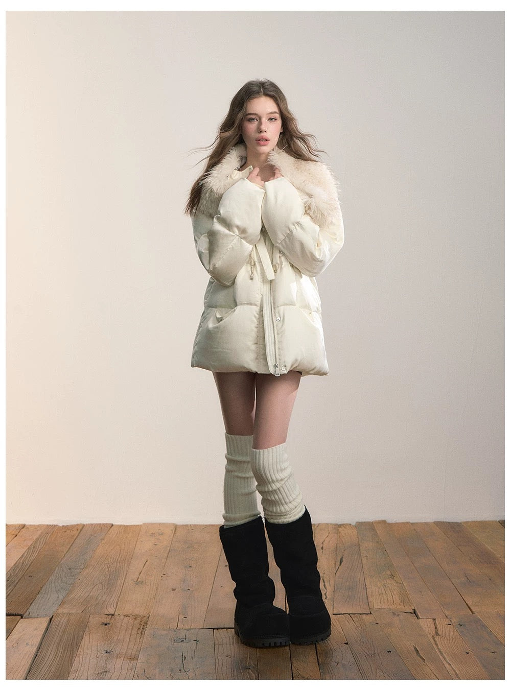 VIA PITTI VIADC675 Drawstring white duck down jacket