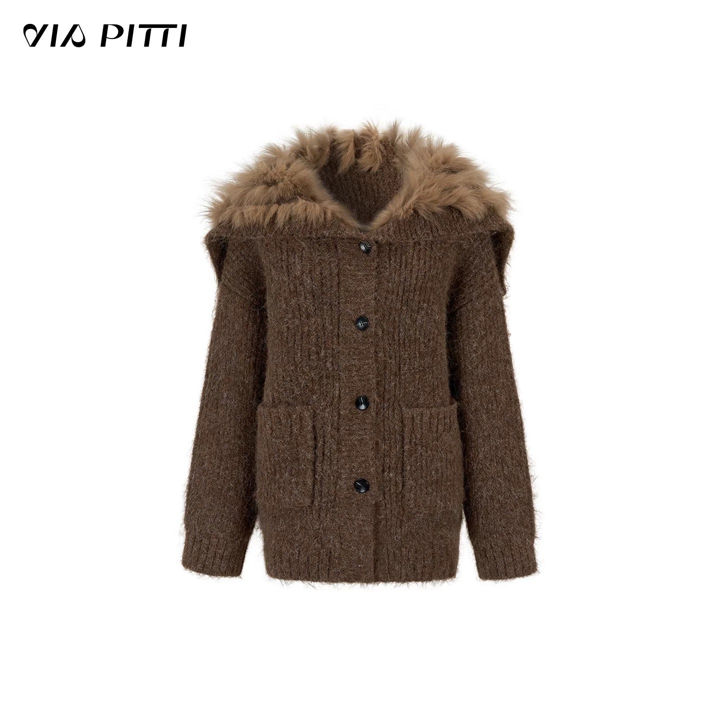 VIA PITTI VIADK672 Big collar plush cardigan