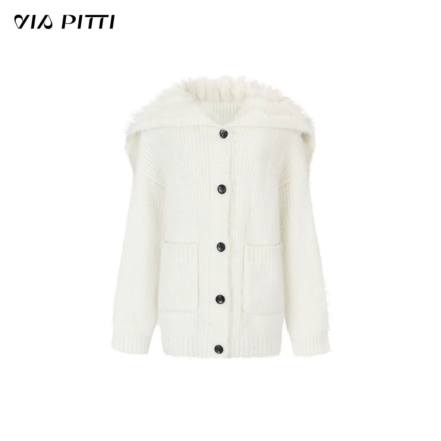 VIA PITTI VIADK672 Big collar plush cardigan