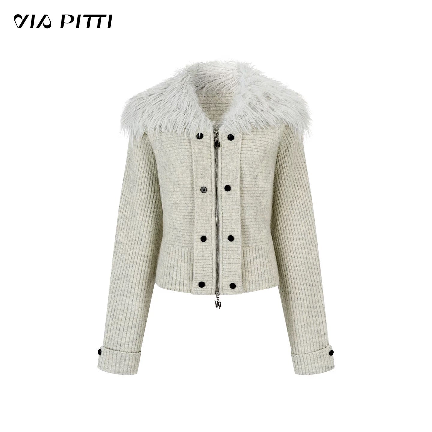 VIA PITTI VIADK671 Plush collar waist cinching lapel jacket