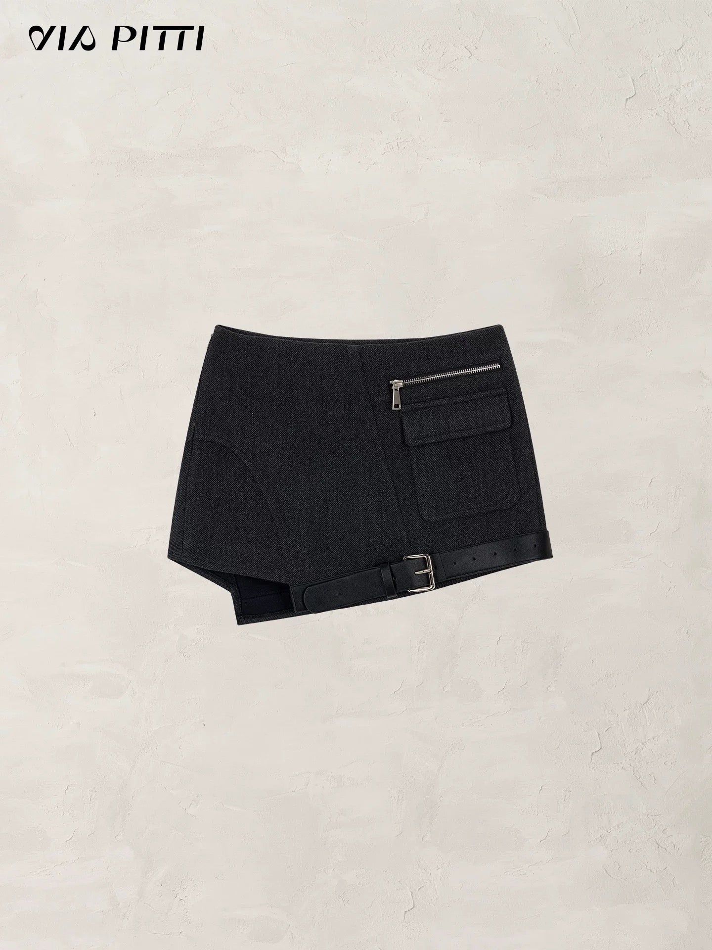 VIA PITTI VIADS616 Splicing irregular hemline woolen skirt