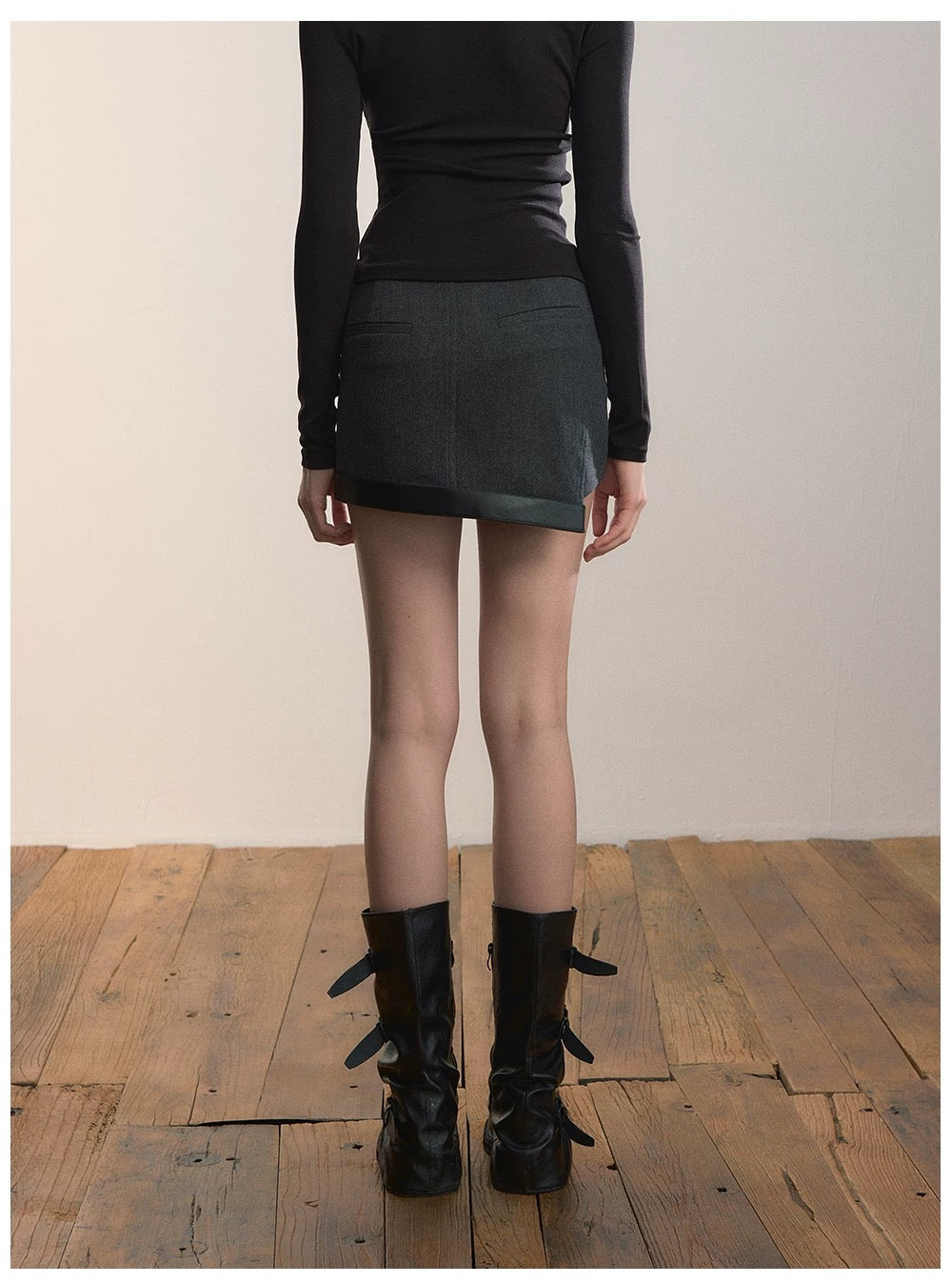 VIA PITTI VIADS616 Splicing irregular hemline woolen skirt