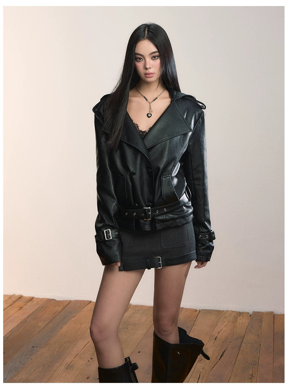 VIA PITTI VIADC578 Hooded motorcycle leather jacket