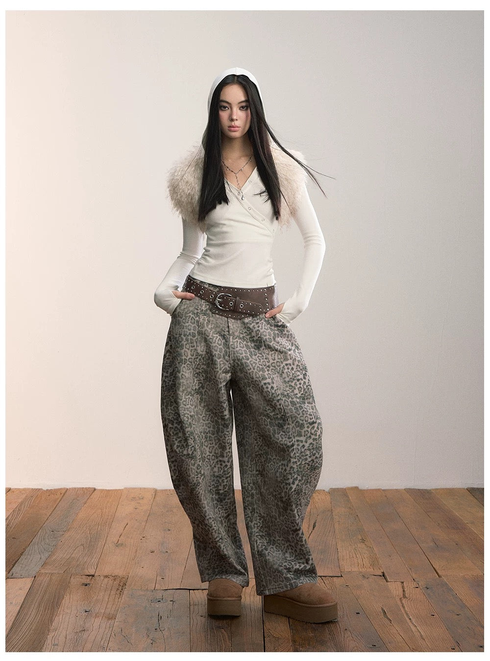 VIA PITTI VIADP674 Leopard print casual jeans