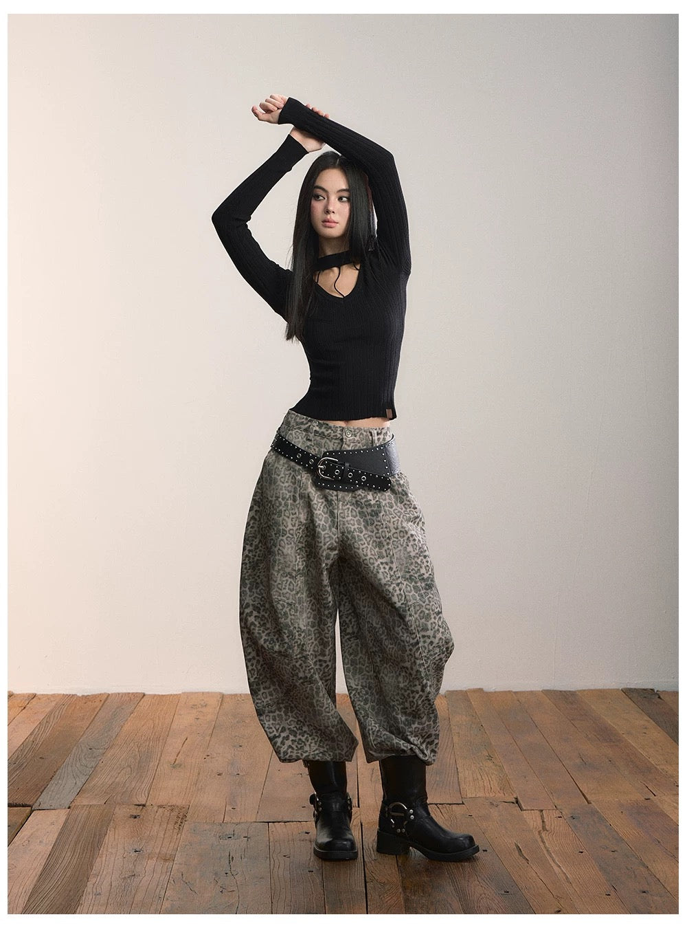 VIA PITTI VIADP674 Leopard print casual jeans
