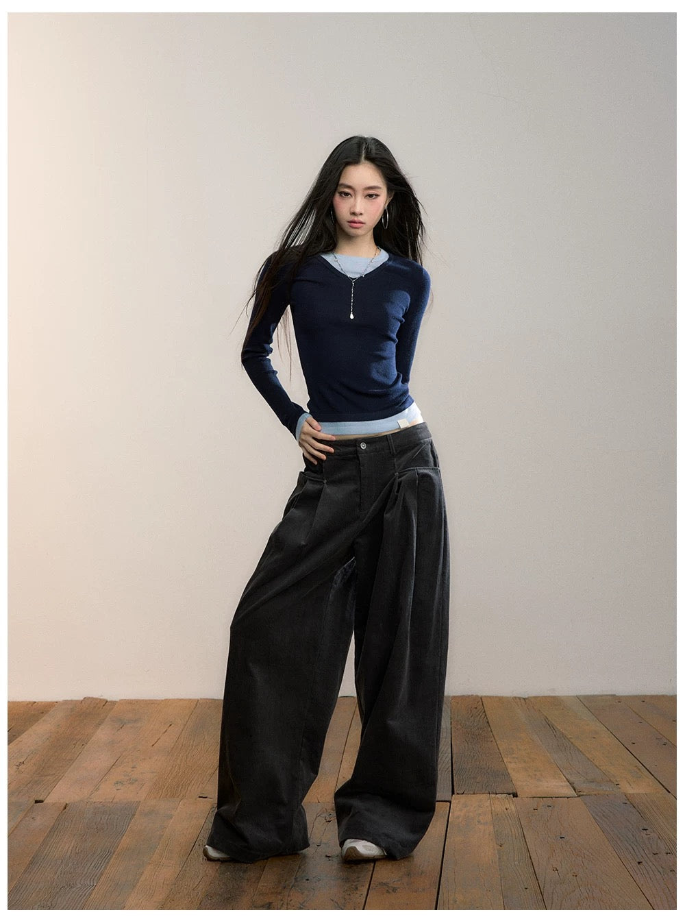 VIA PITTI VIACP525 Folded corduroy loose casual retro pants