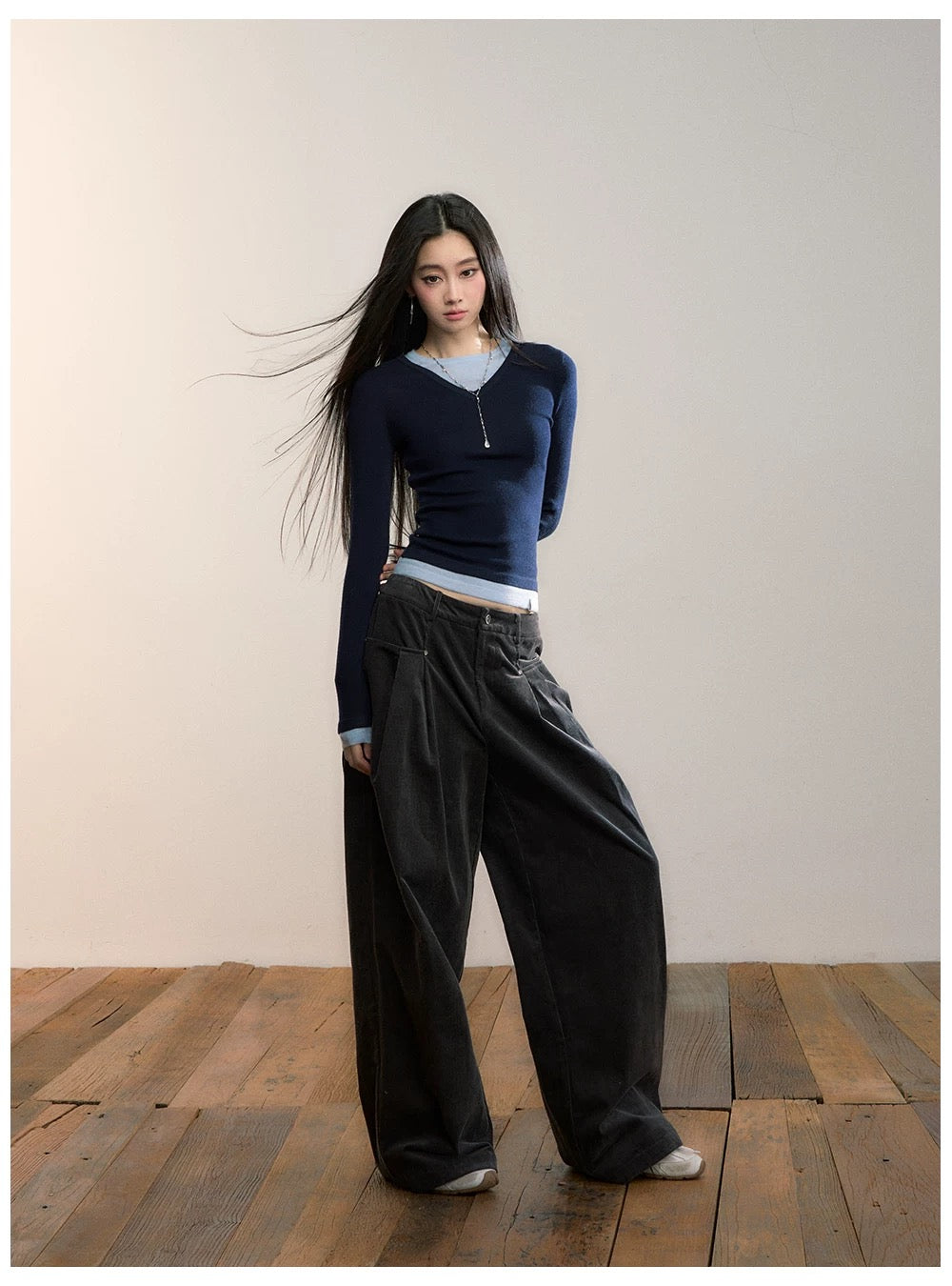 VIA PITTI VIACP525 Folded corduroy loose casual retro pants