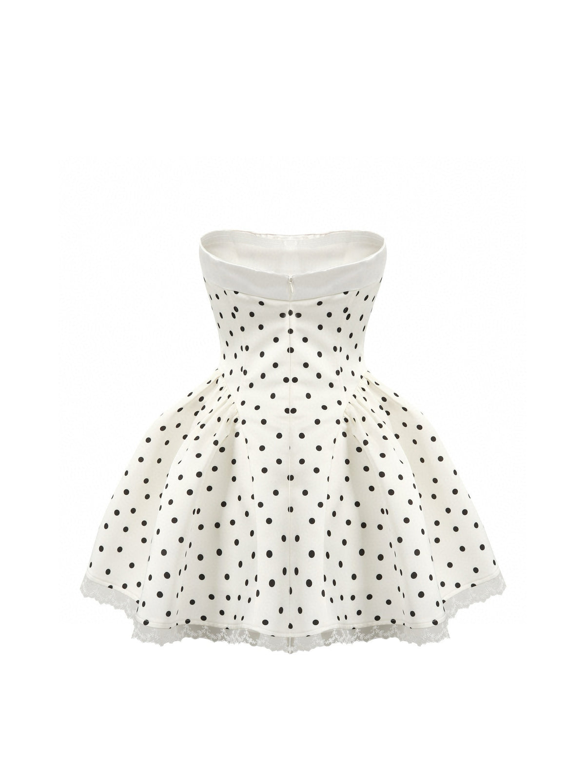 Jean Soo Polka print waist cinching strapless puffy dress