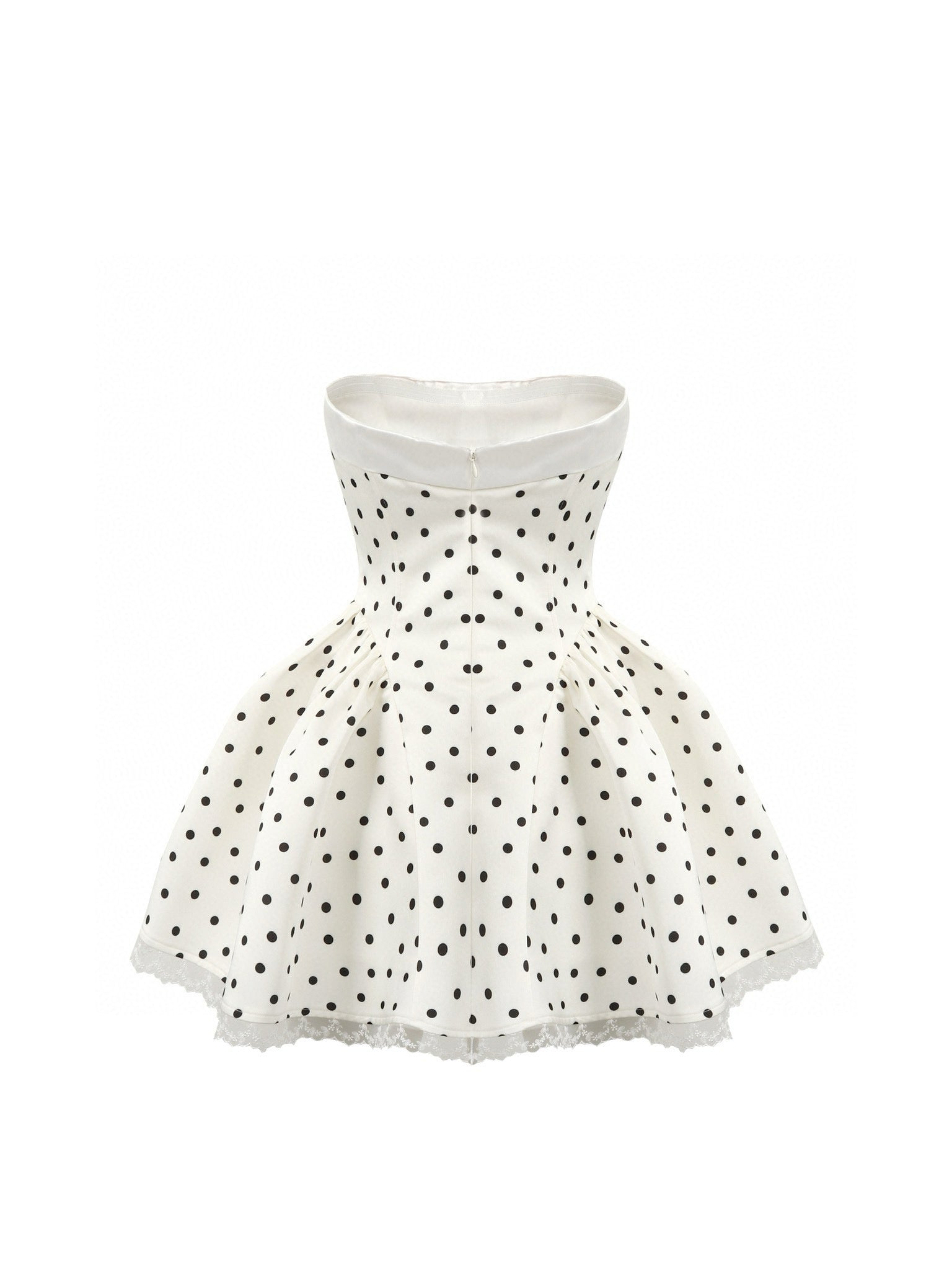Jean Soo Polka print waist cinching strapless puffy dress