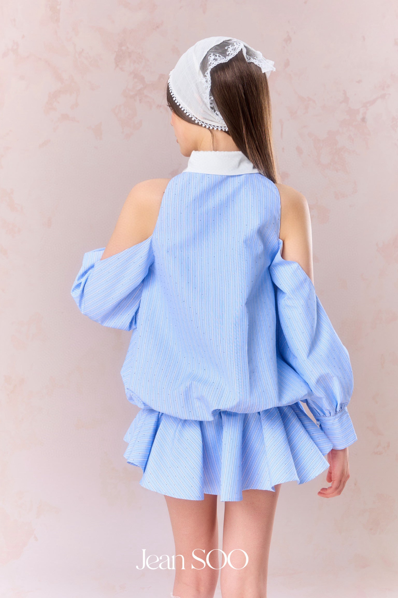 Jean Soo Nail drill off shoulder shirt dress