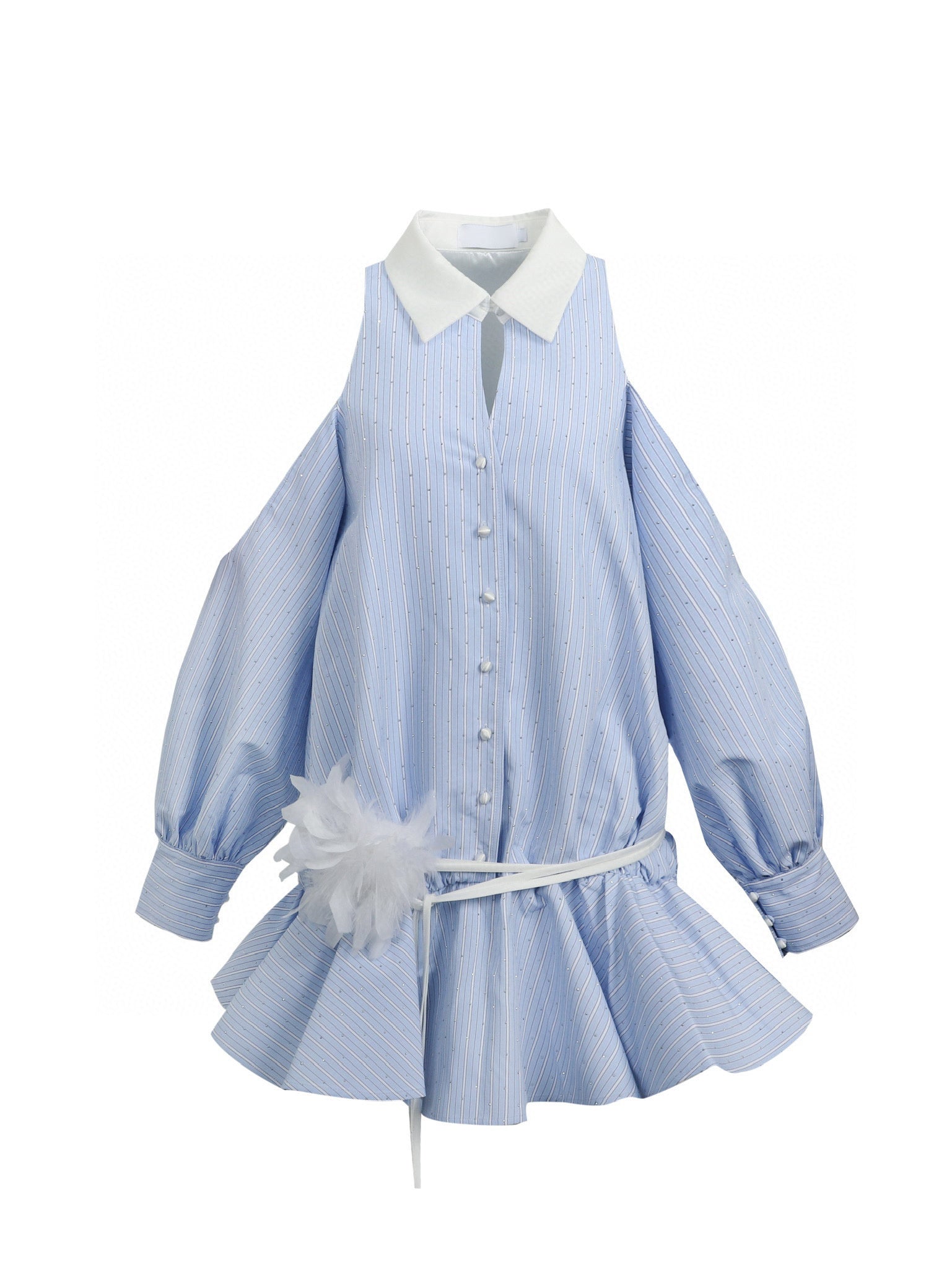 Jean Soo Nail drill off shoulder shirt dress