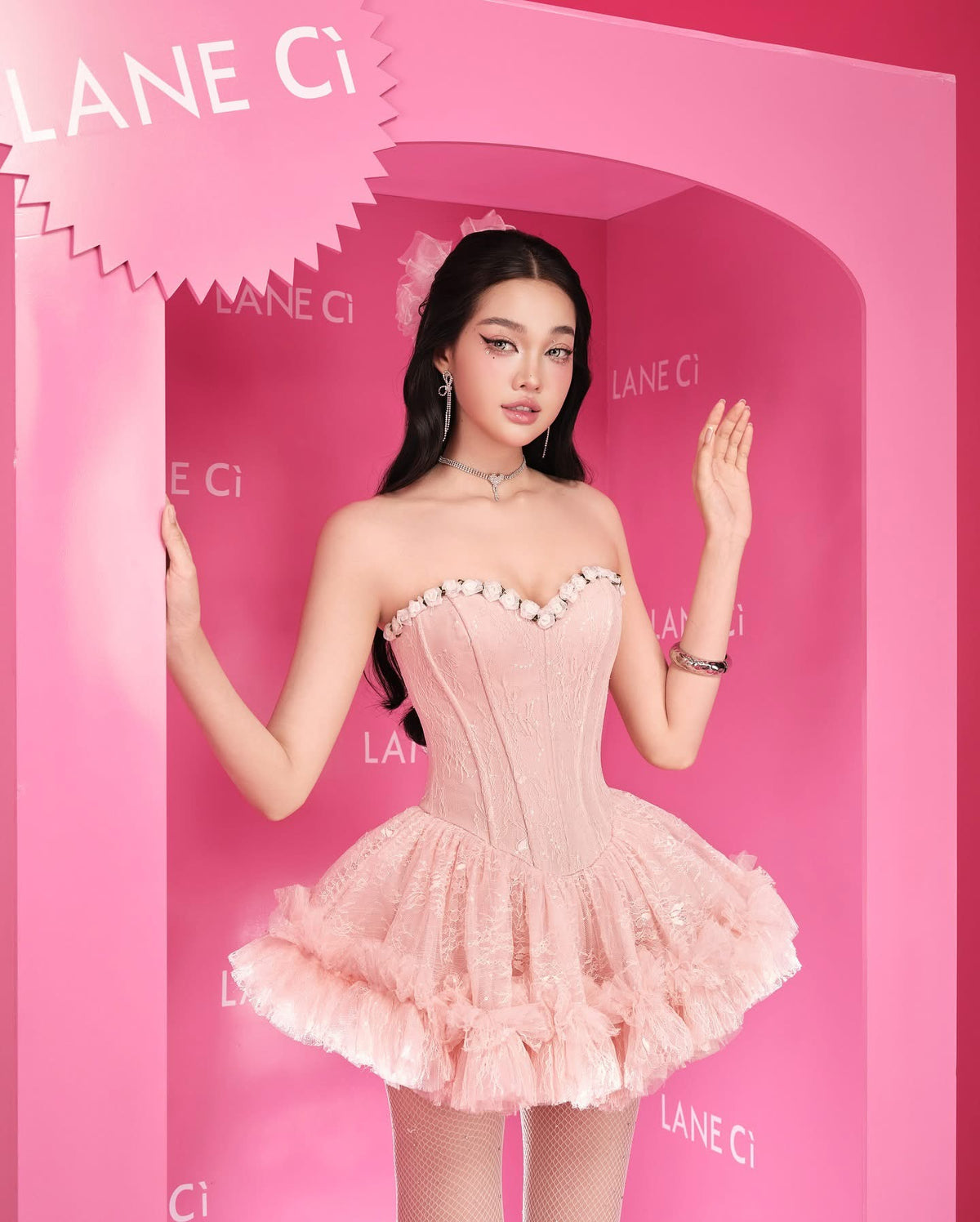LANE Cì Bloom Dress-Pink
