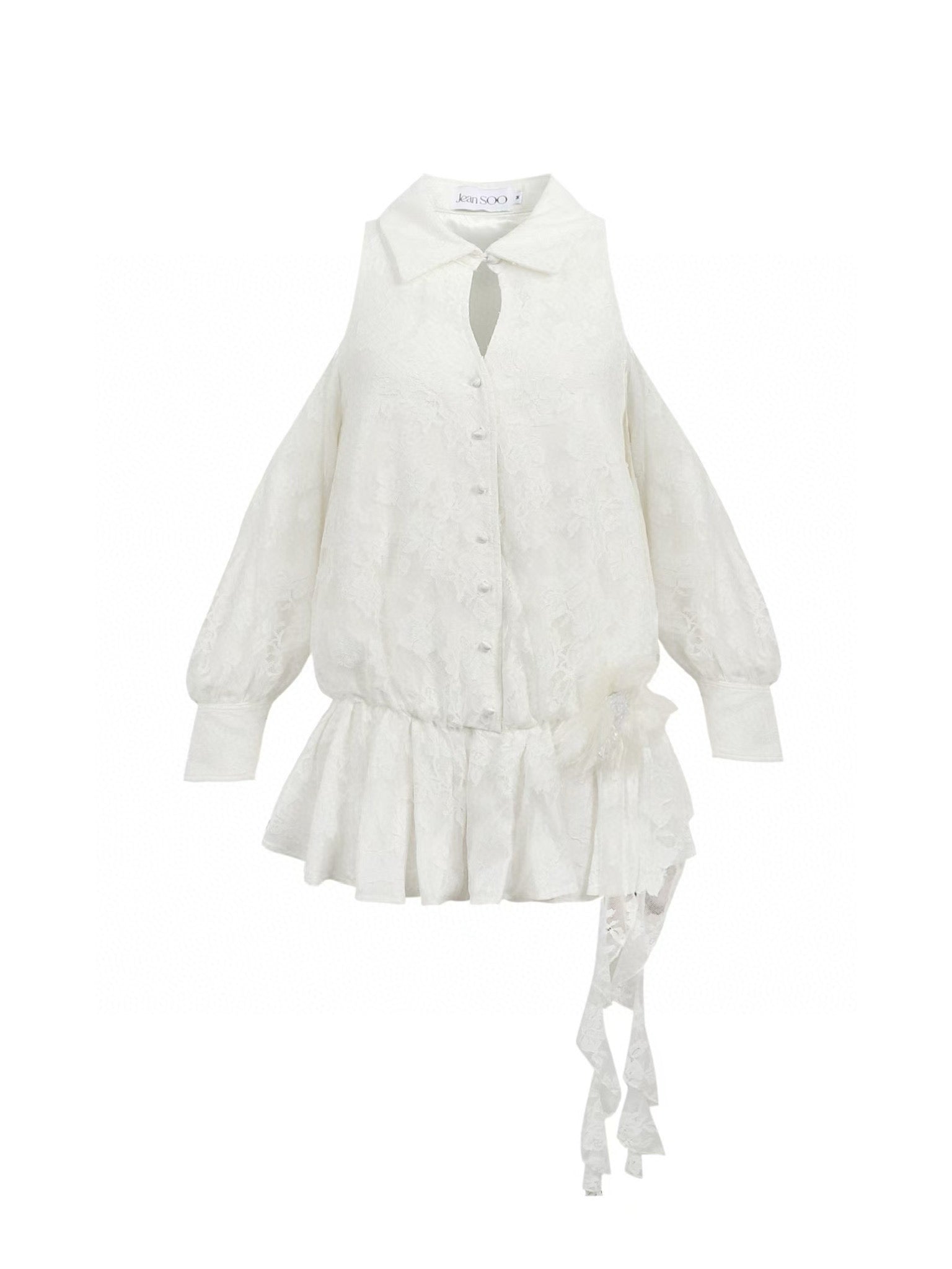 Jean Soo Embroidered lace off shoulder shirt dress
