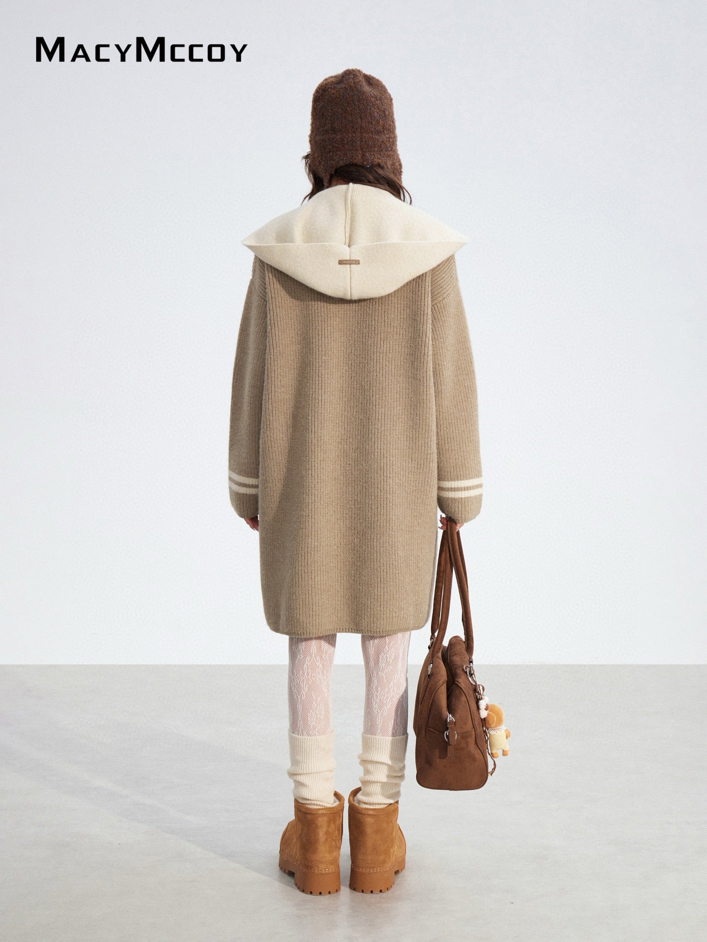 MacyMccoy MMC2025174 Long hooded sweater patchwork jacket