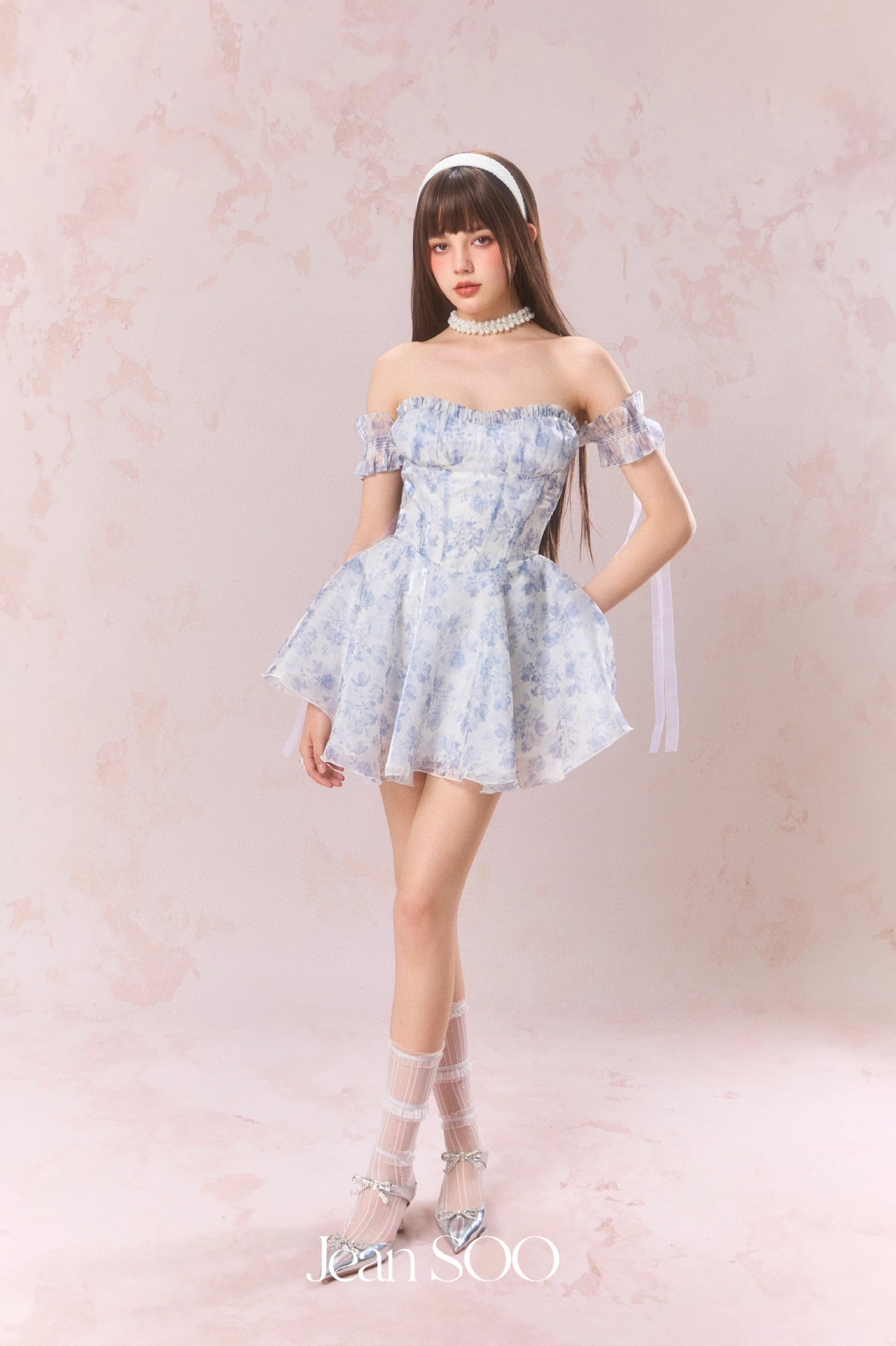 Jean Soo Off shoulder wave light strapless dress