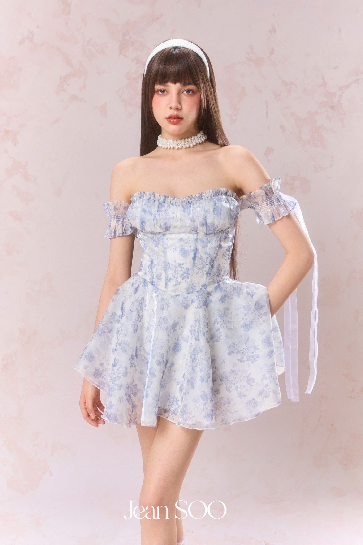 Jean Soo Off shoulder wave light strapless dress
