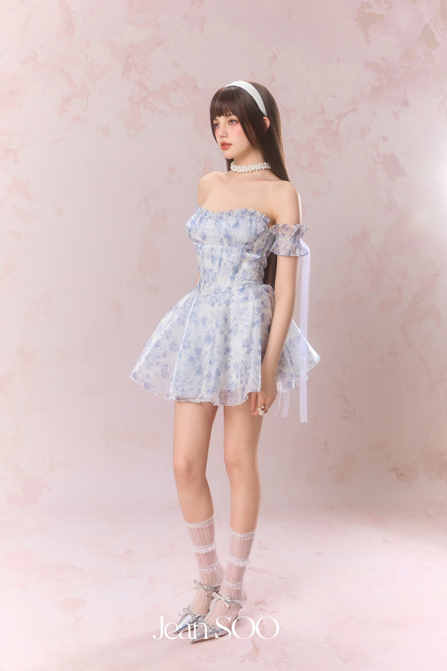 Jean Soo Off shoulder wave light strapless dress
