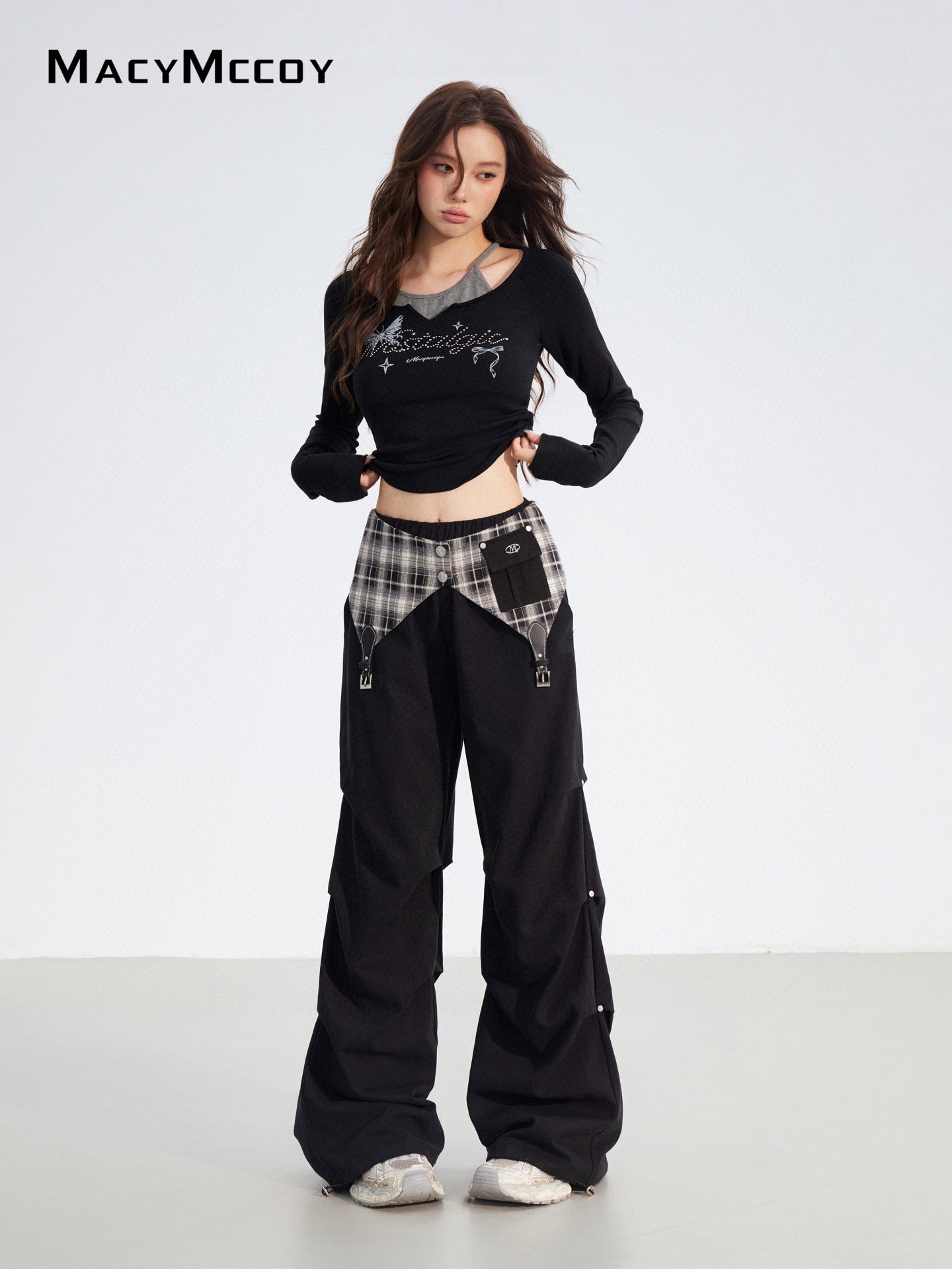 MacyMccoy MMC2025179 Two in one checkered work pants