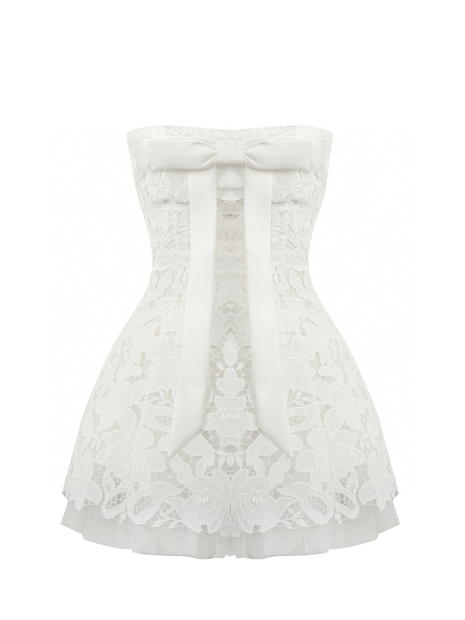 Jean Soo Hollow embroidery strapless puffy dress